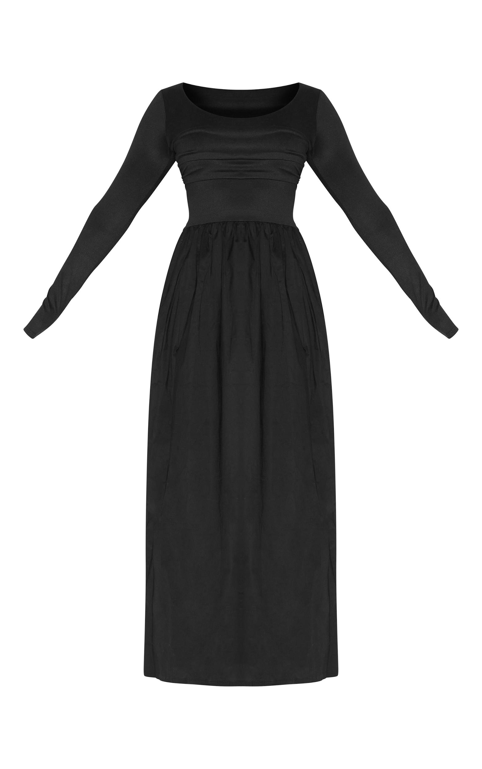 Shape Black Scoop Neck Ruched Bust Maxi Shift Dress Product Image