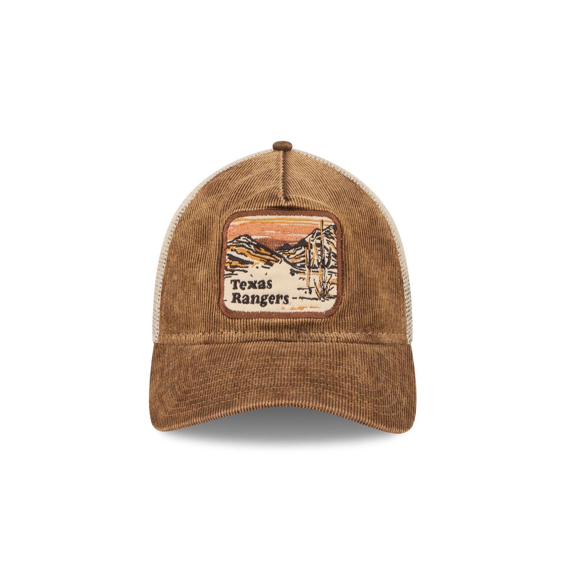 Texas Rangers Vintage Landscape Brown 9TWENTY A-Frame Trucker Hat Male Product Image