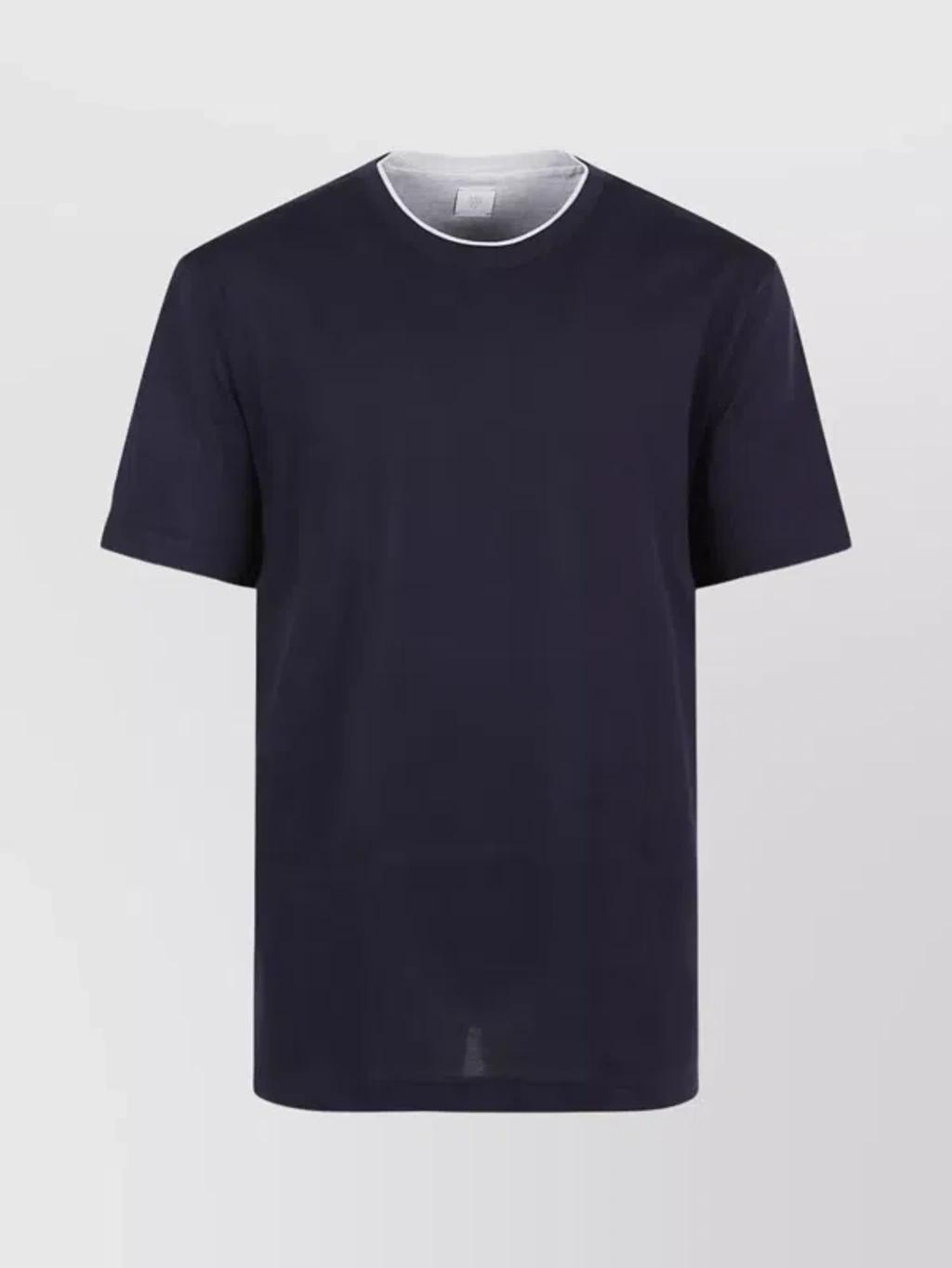 ELEVENTY Navy Blue Cotton Jersey Texture T-shirt Product Image