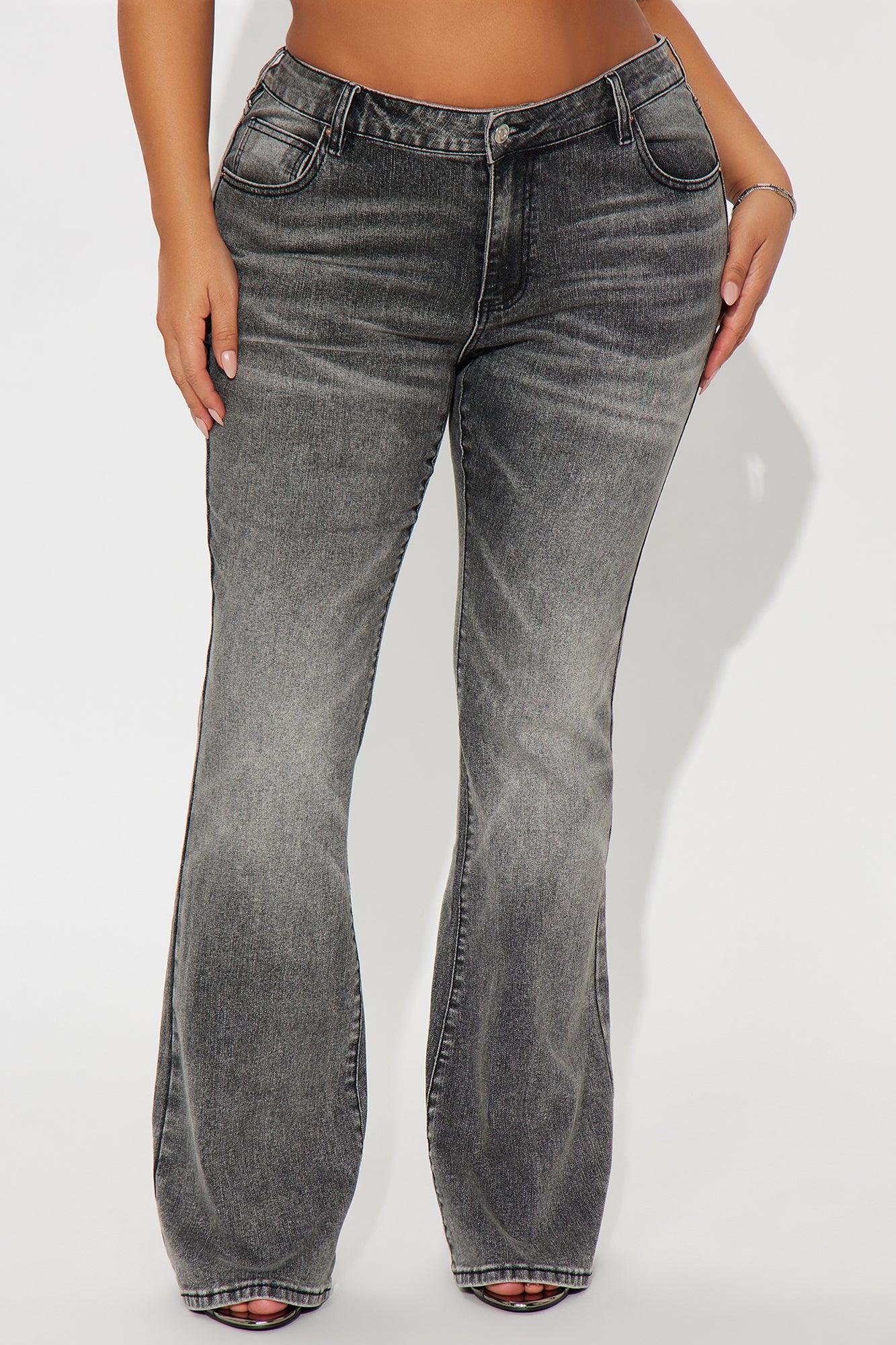 Forever Stretch Low Rise Flare Jeans - Grey Female Product Image