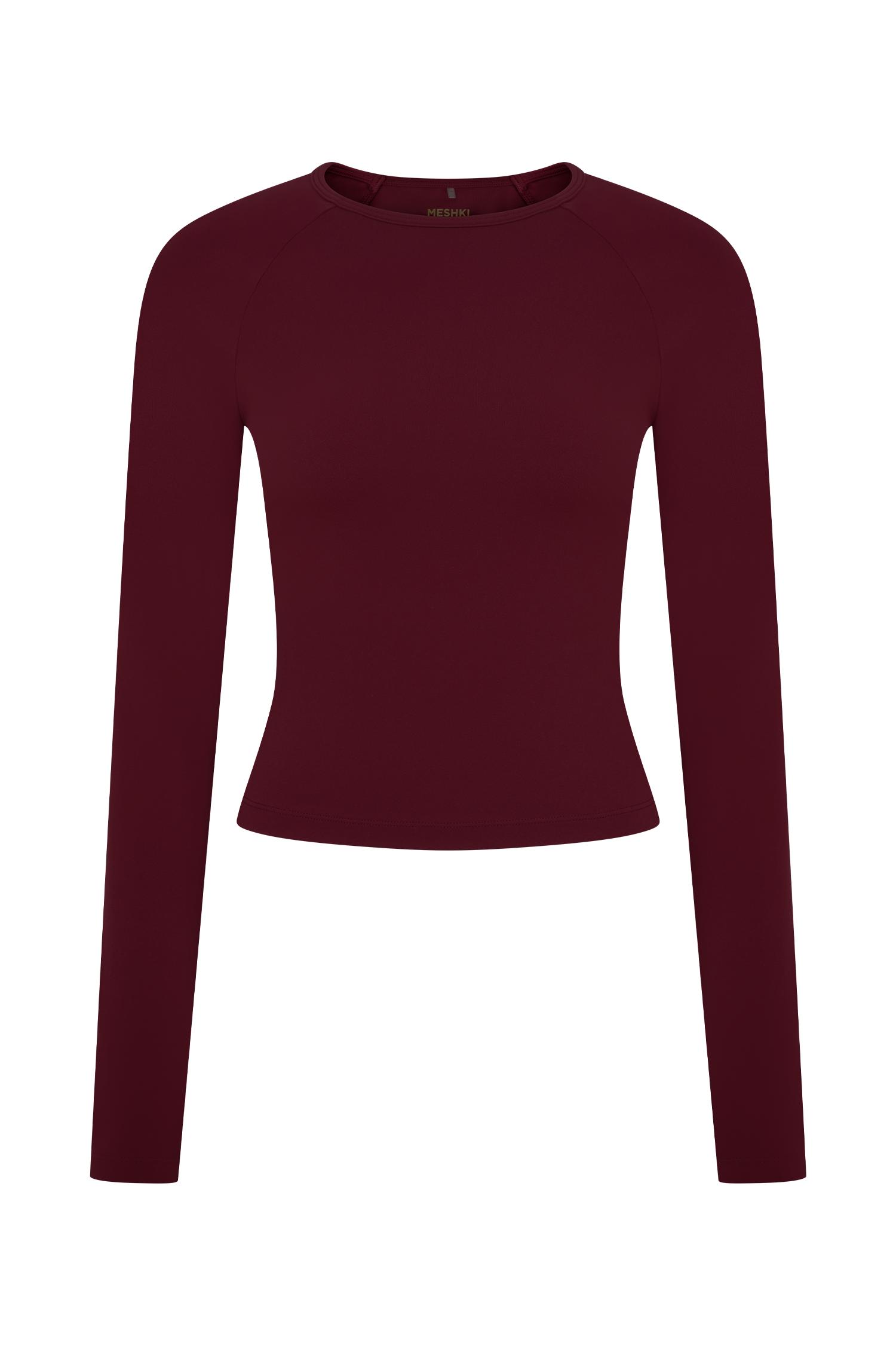 Eliana Long Sleeve Active Top - Burgundy Product Image