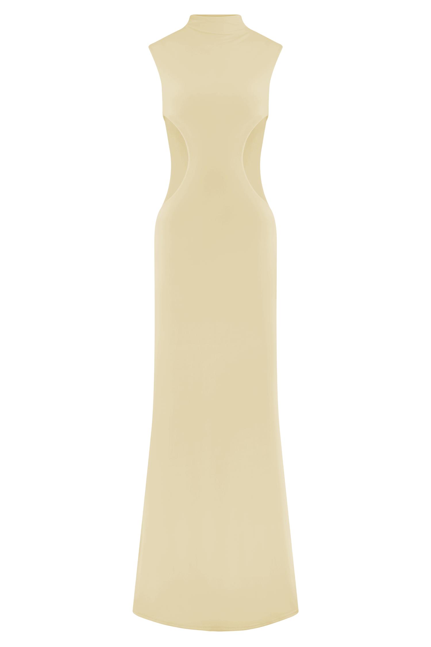 Massie Slinky And Mesh Maxi Dress - Lemon Product Image