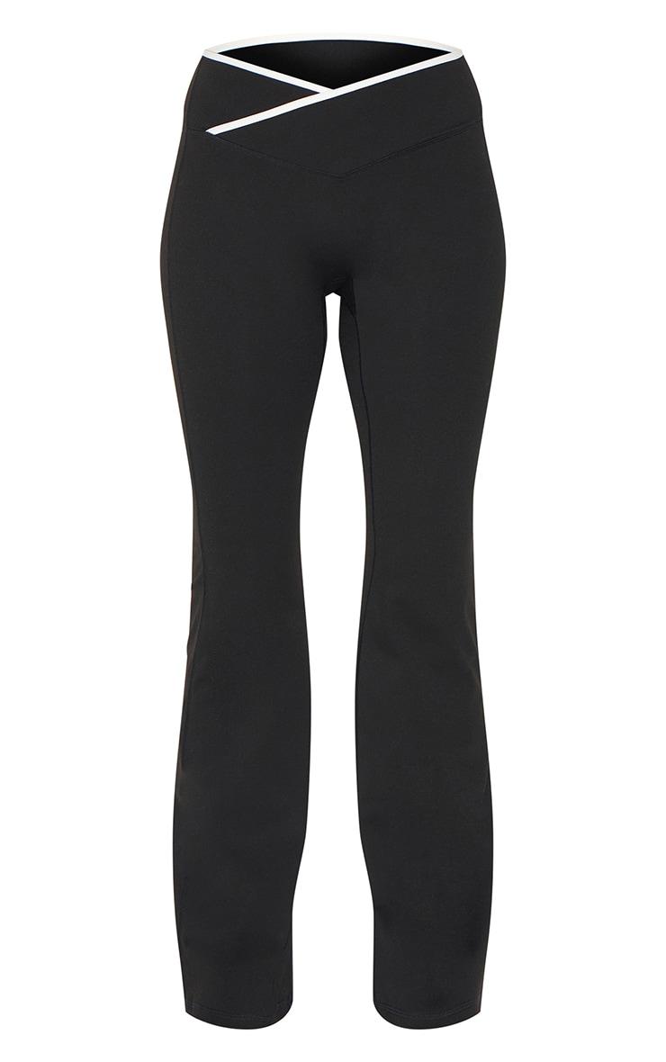 Black Sculpt Binding Wrap Contrast Waist Yoga Pants Product Image