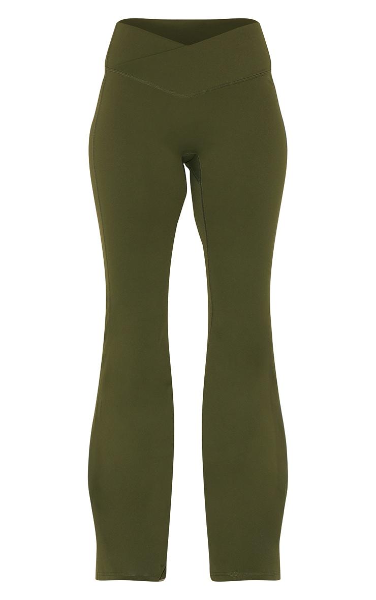 Khaki Sculpt Wrap Waist Yoga Pants Product Image