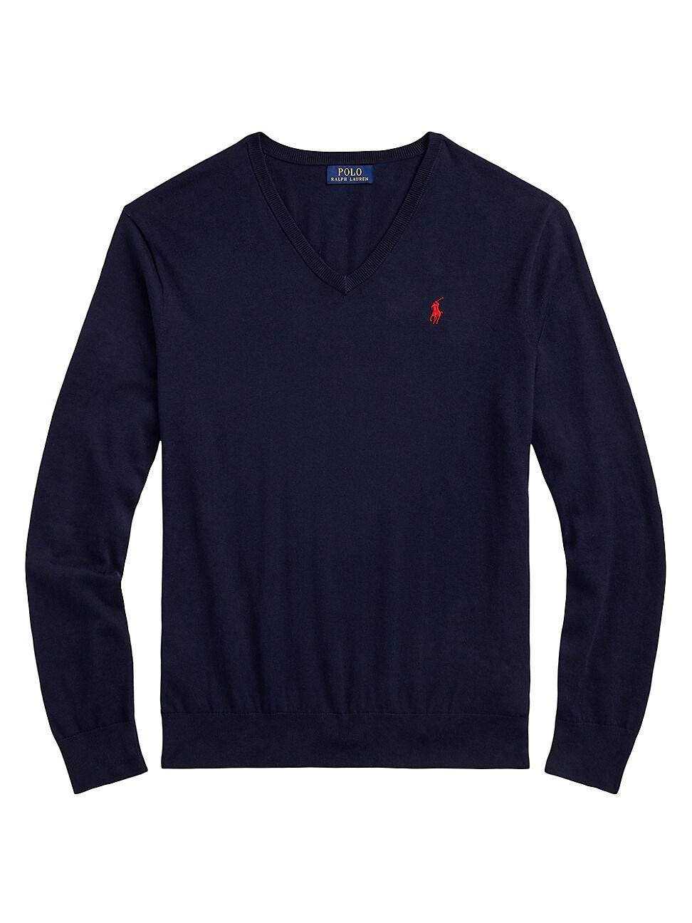 Mens Cotton V-Neck Sweater Product Image