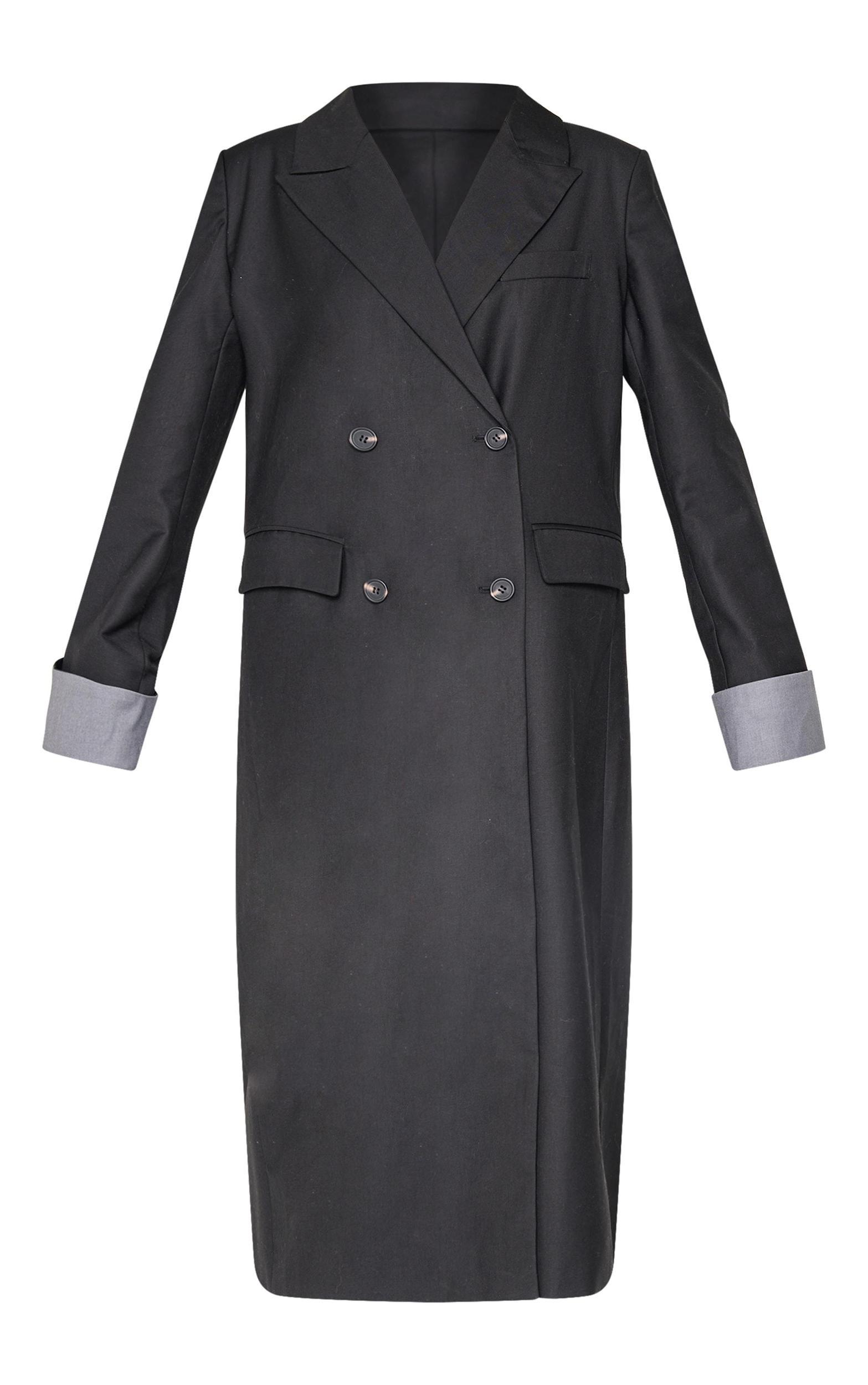 Black Tailoring Trim Trench Coat Product Image