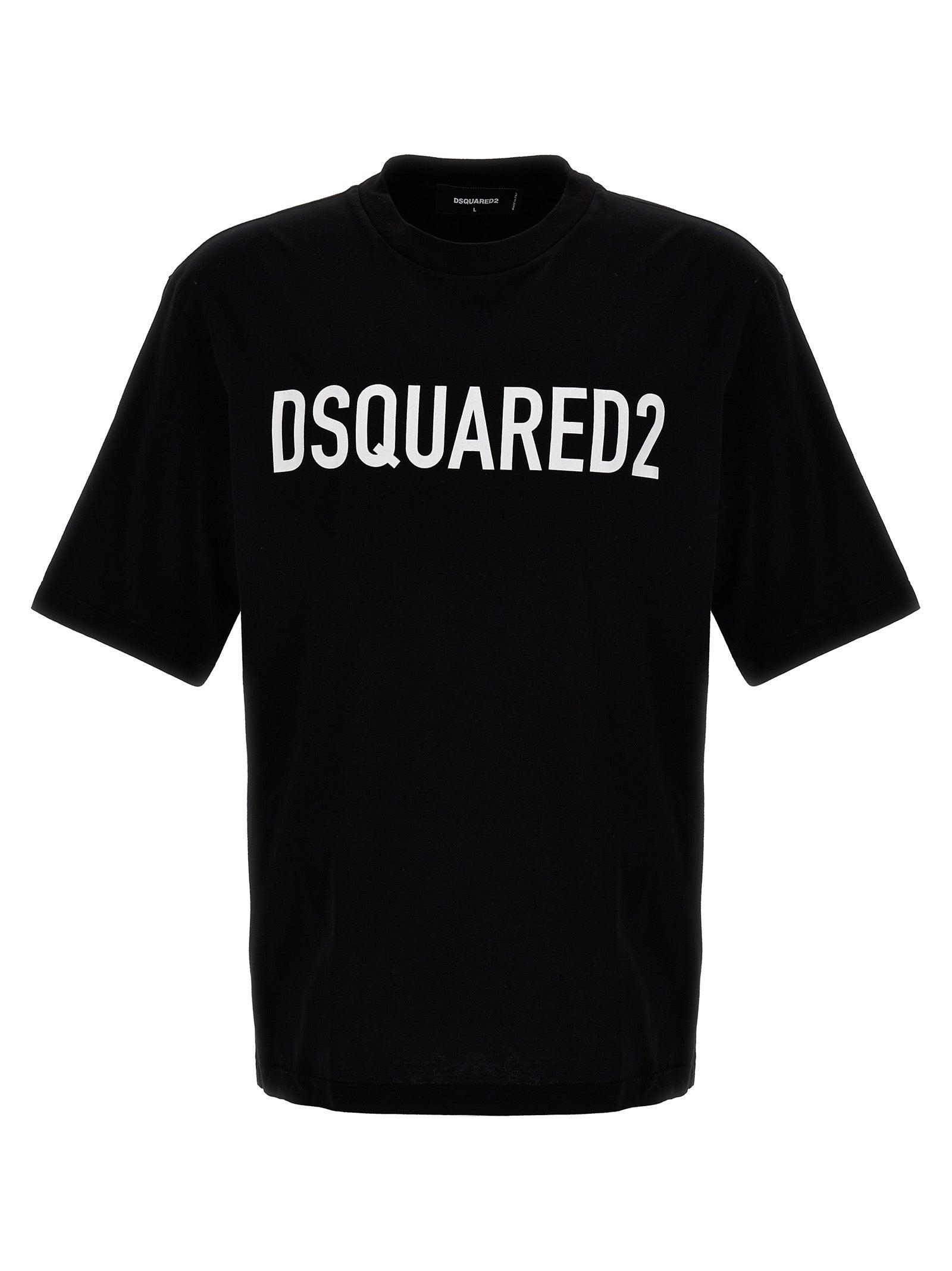 DSQUARED2 Mens Black Brand-print Crewneck Regular-fit Cotton-jersey T-shirt Product Image