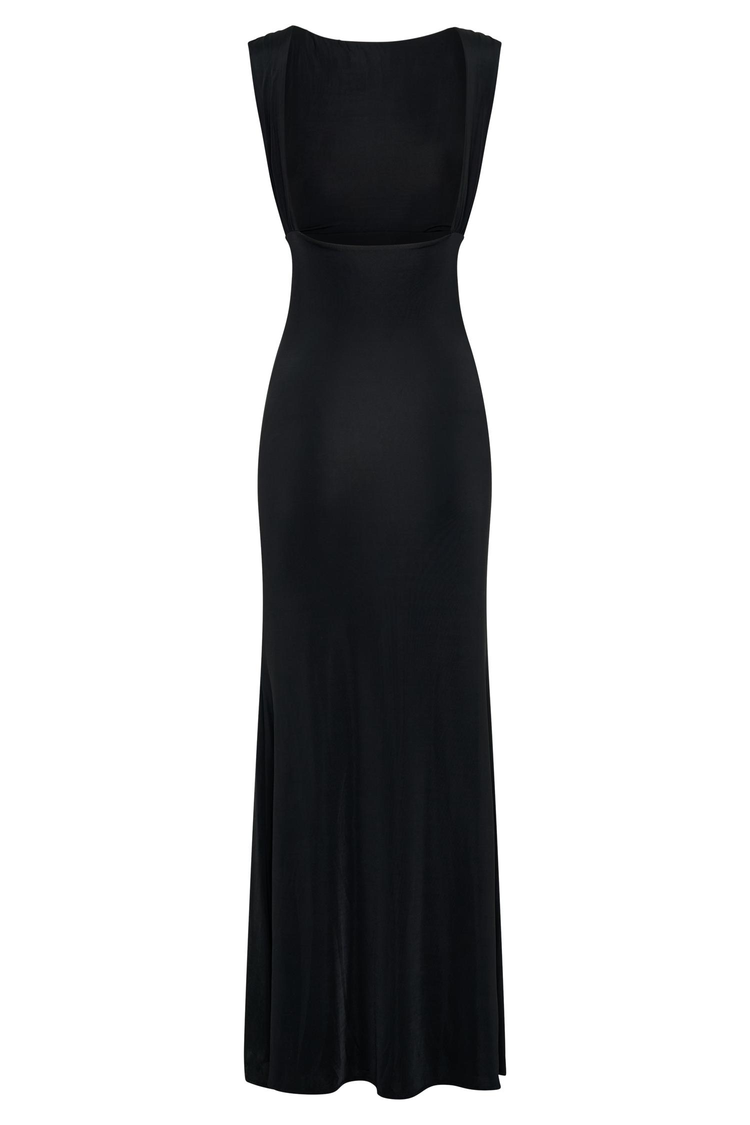 Malia Slinky Ruched Maxi Dress - Black Product Image