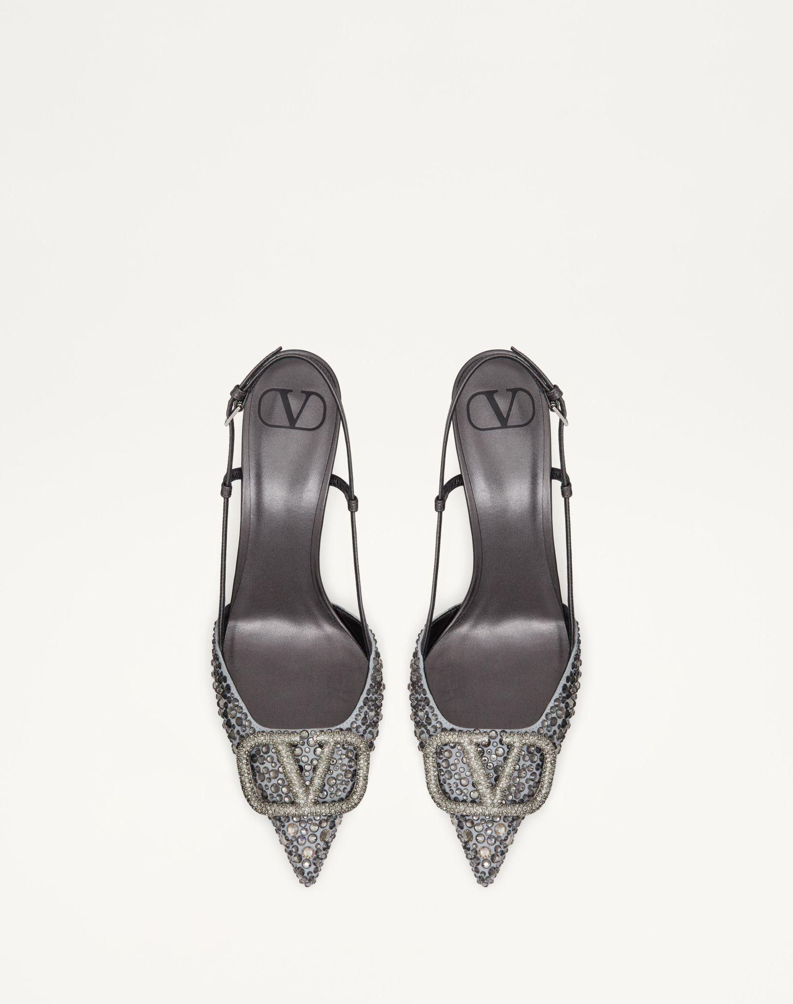 Embroidered Vlogo Signature Slingback Pump With Crystals 80 Mm Product Image