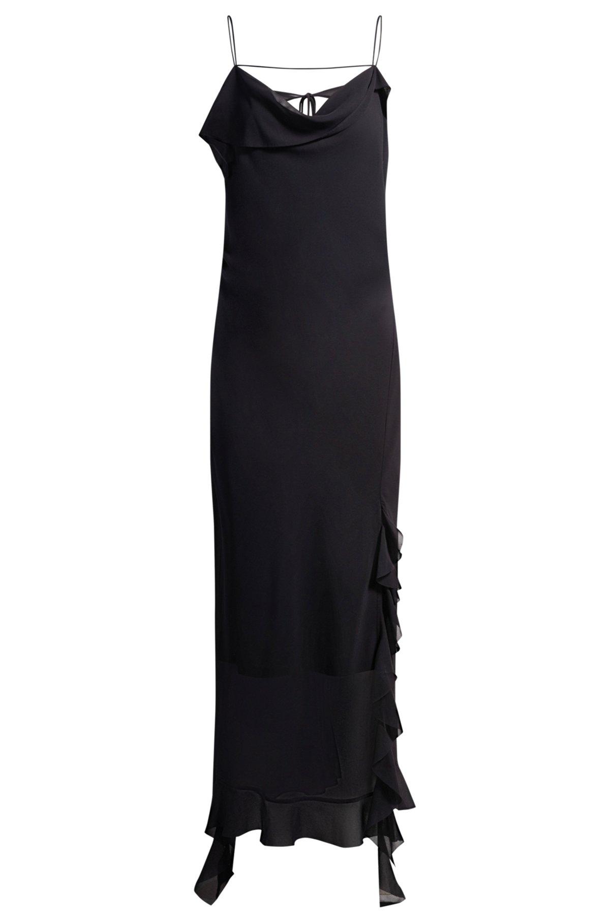 Cowl-neck regular-fit dress with ruffle trim Product Image