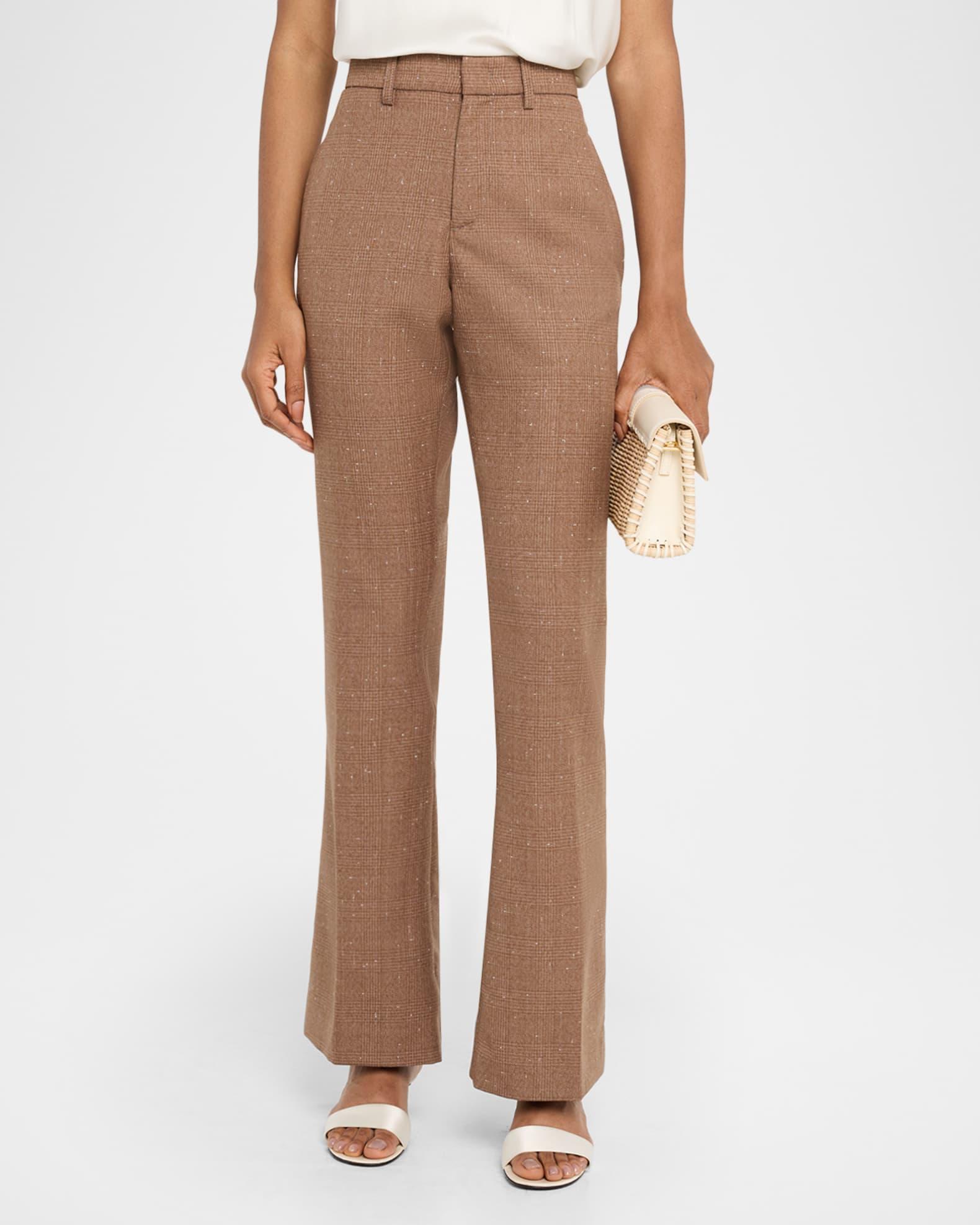 Flare-Leg Plaid Trousers Product Image
