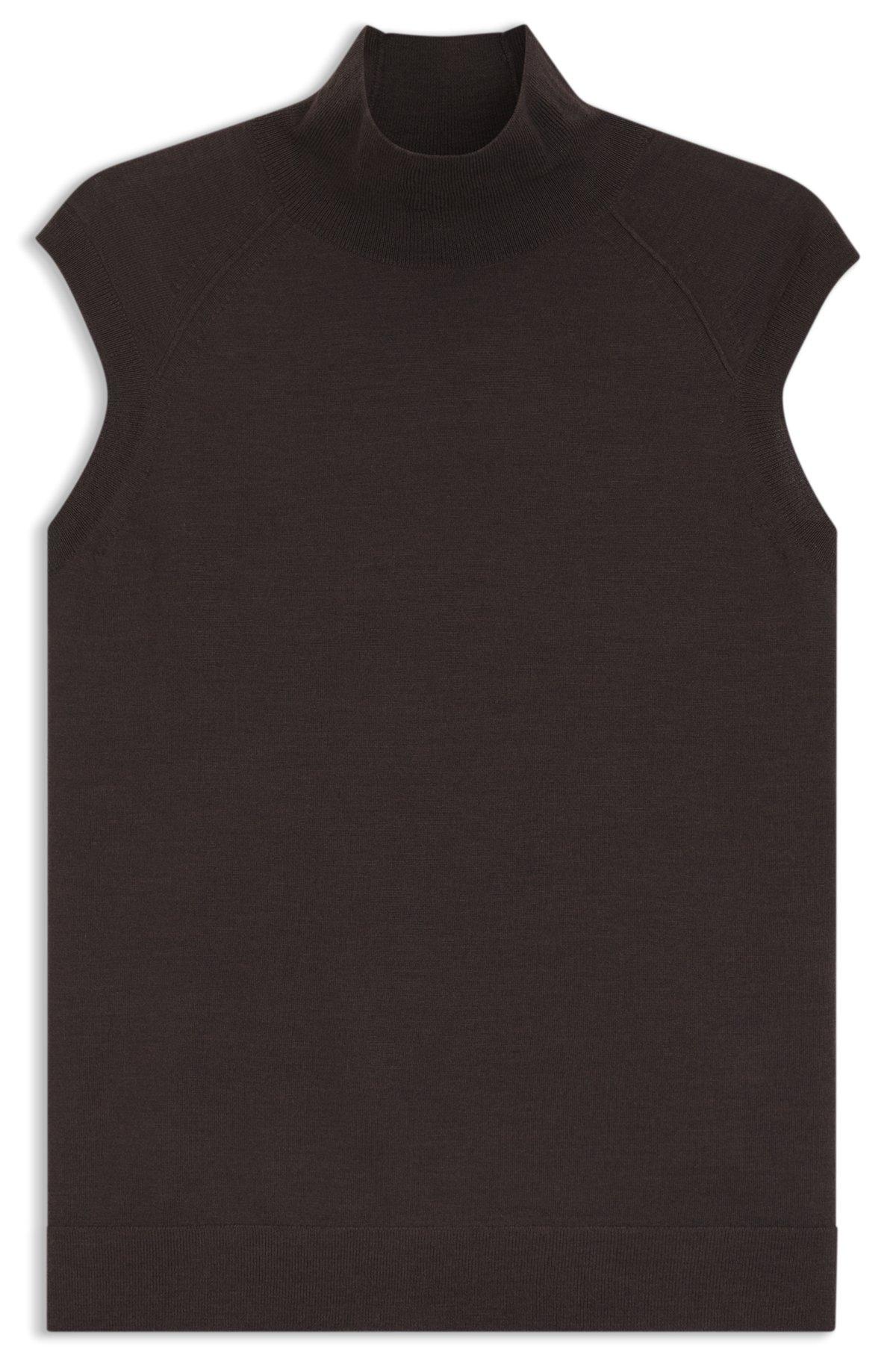 Sleeveless top in merino wool with mock neck Product Image