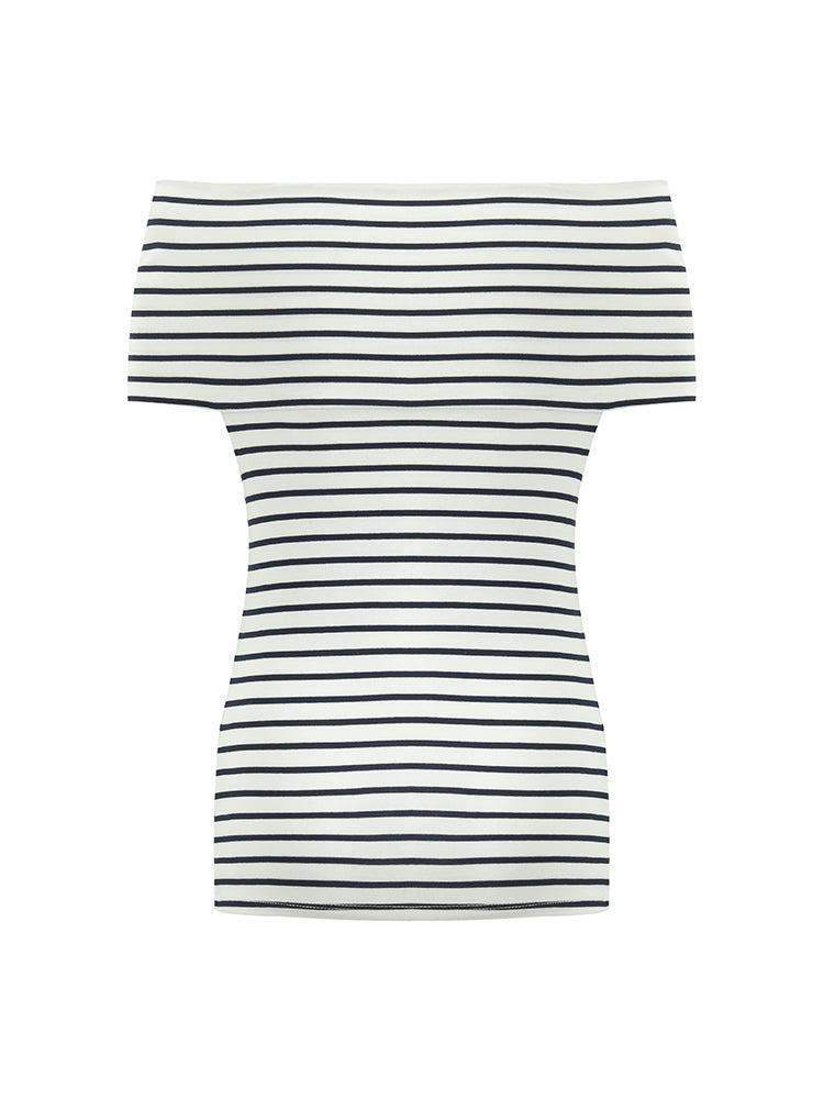 Off Shoulder Striped Slim Top Product Image