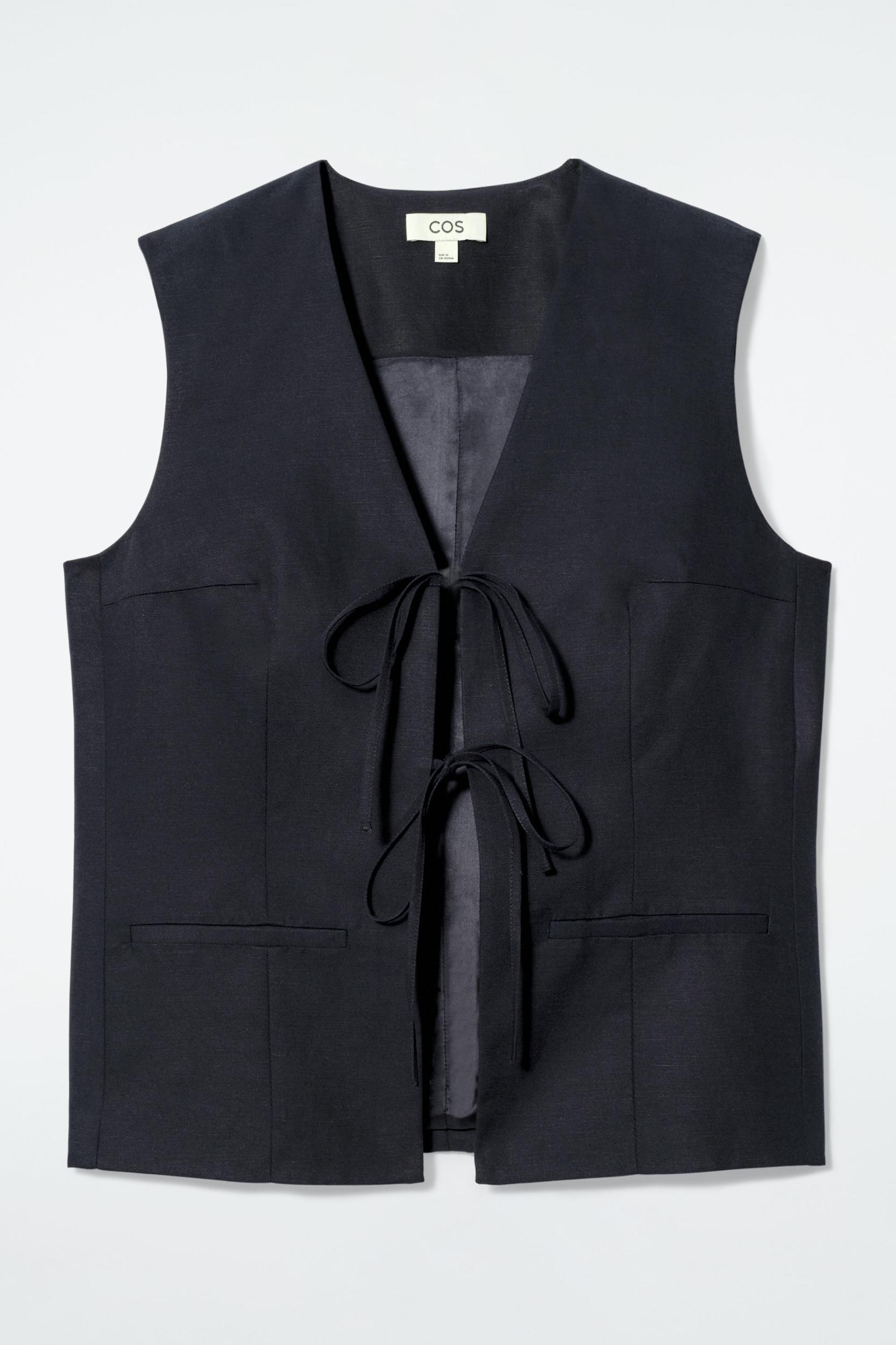 LINEN-BLEND TIE-FRONT VEST Product Image