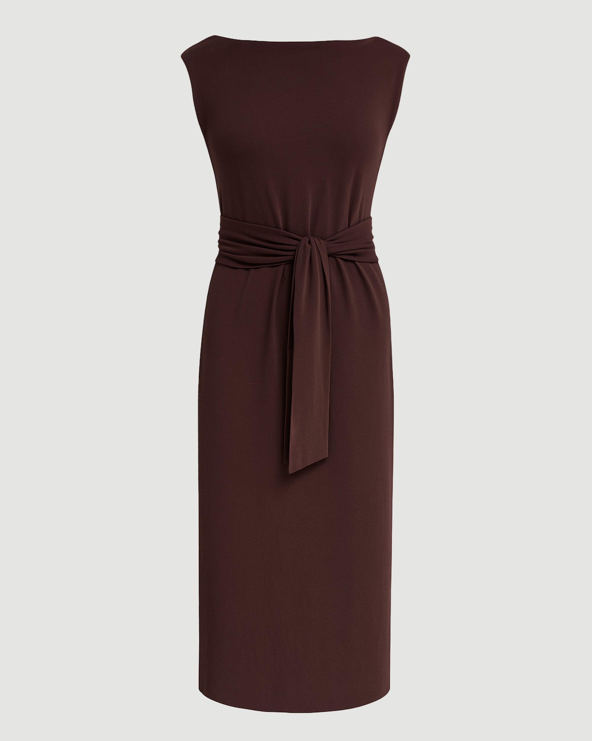 Edina Tie-Front Slit-Neck Dress Product Image