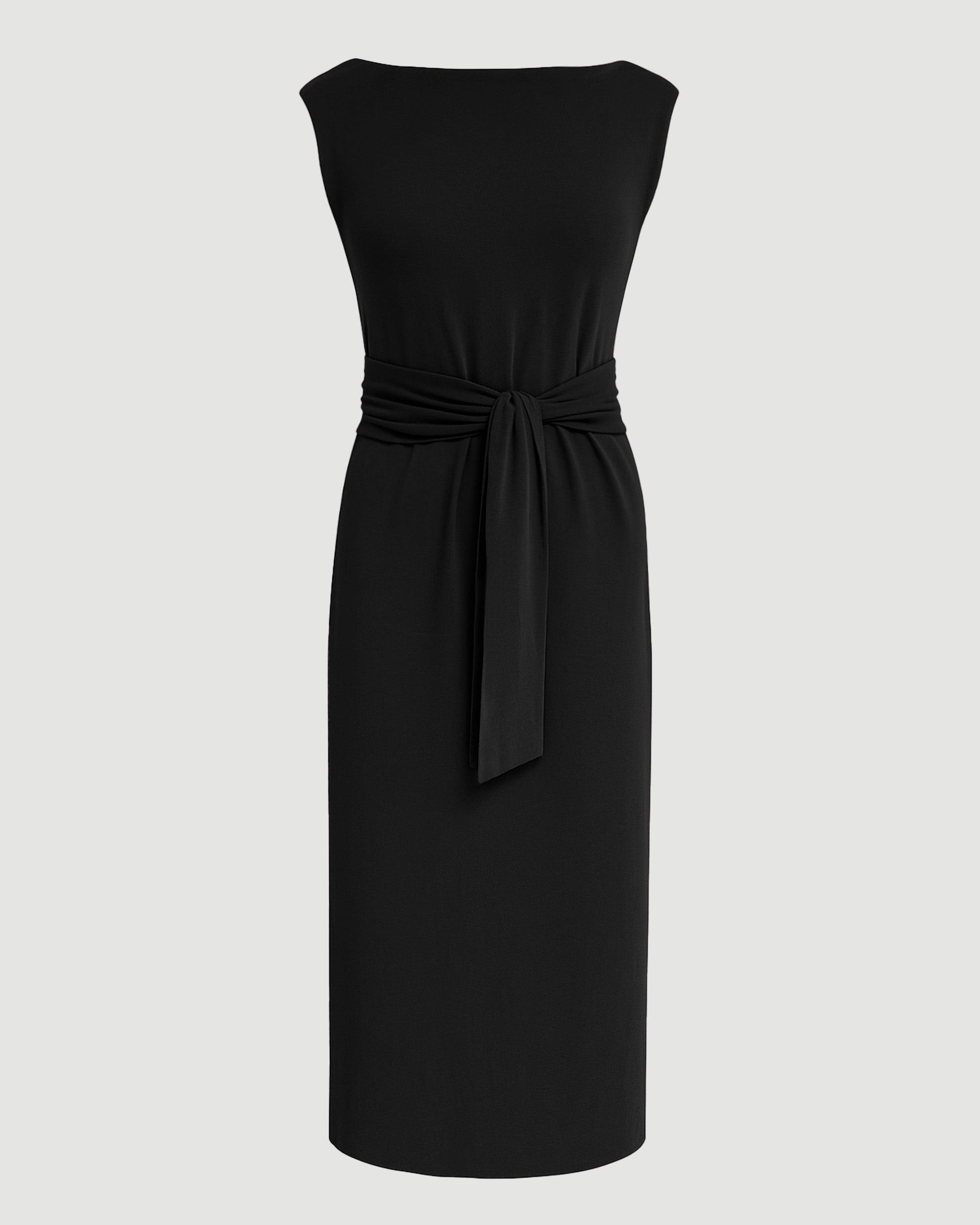 Edina Tie-Front Slit-Neck Dress Product Image