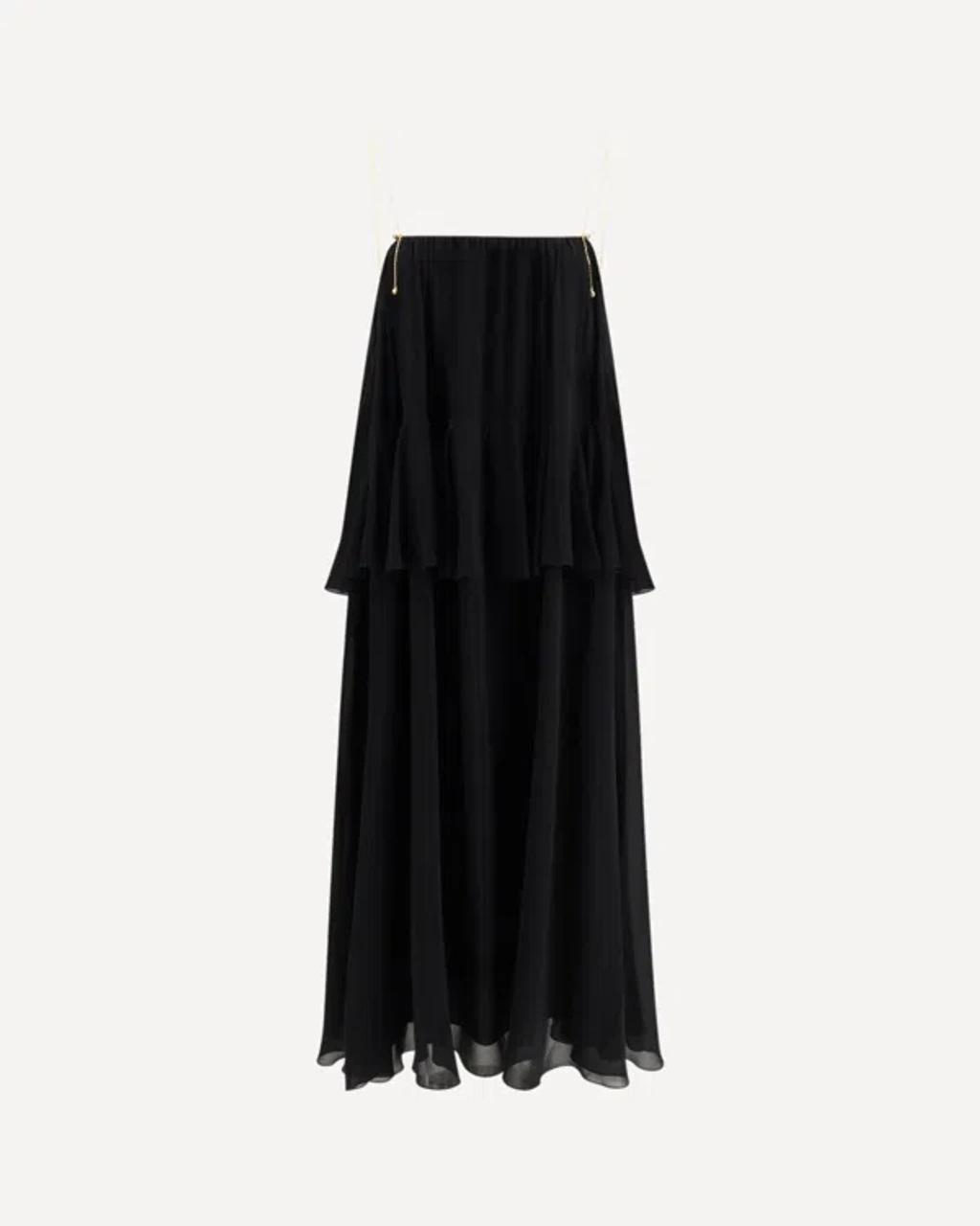 CHLOÉ Open-back Embellished Tiered Silk-georgette Maxi Dress In Black Product Image