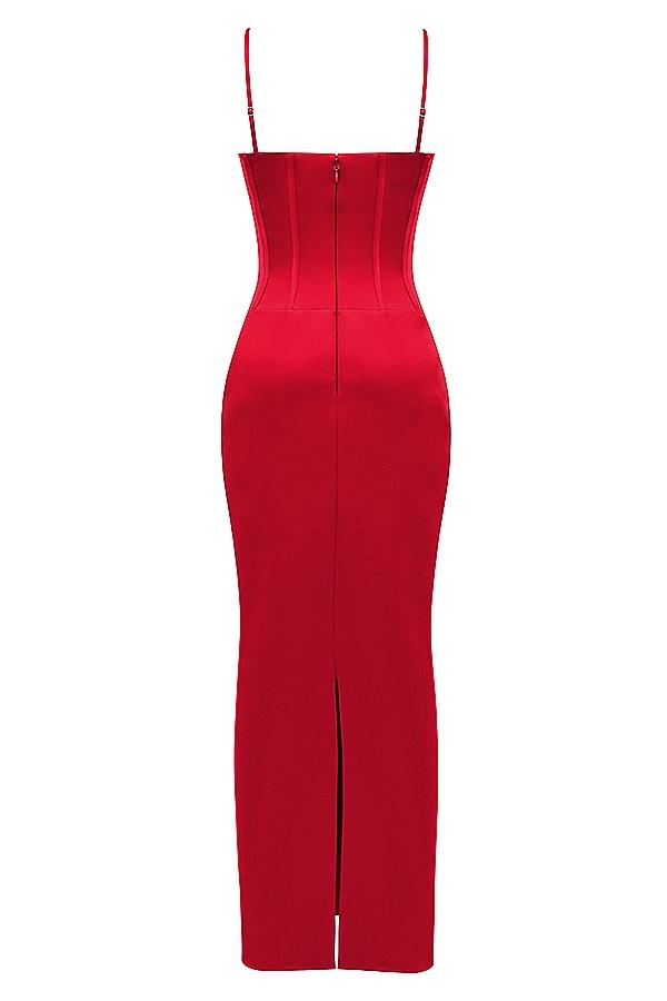 Shani  red satin corset maxi dress Product Image