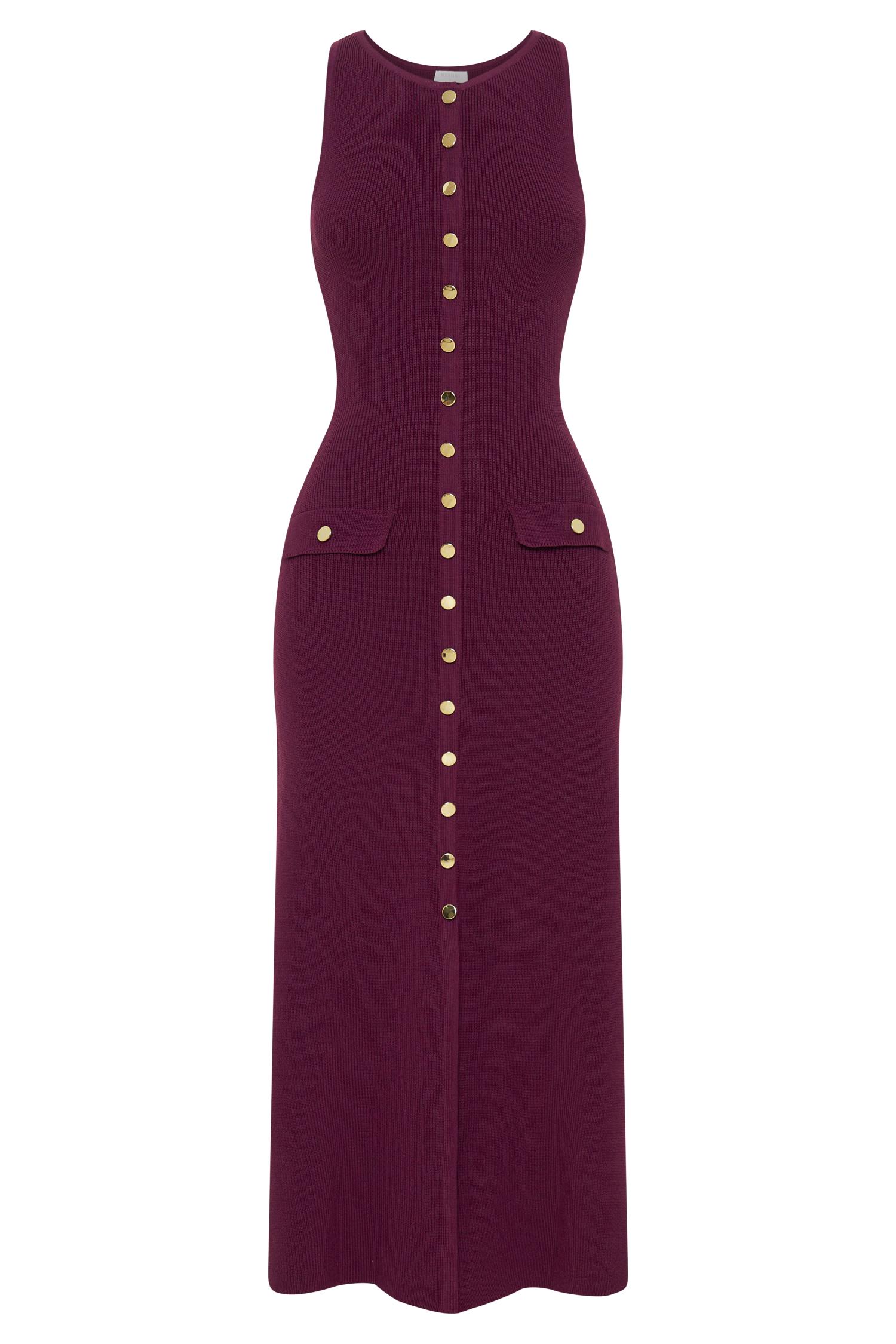 Sawyer Sleeveless Buttoned Maxi Dress - Plum Product Image