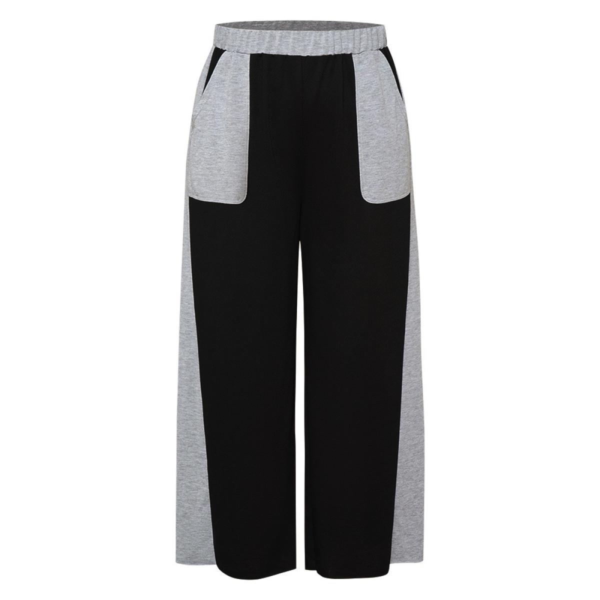 Color Block Contrast Slant Pocket Sweatpants Black Plus Size Women Casual Dailywear Contrast 18-20/2X Bloomchic Product Image