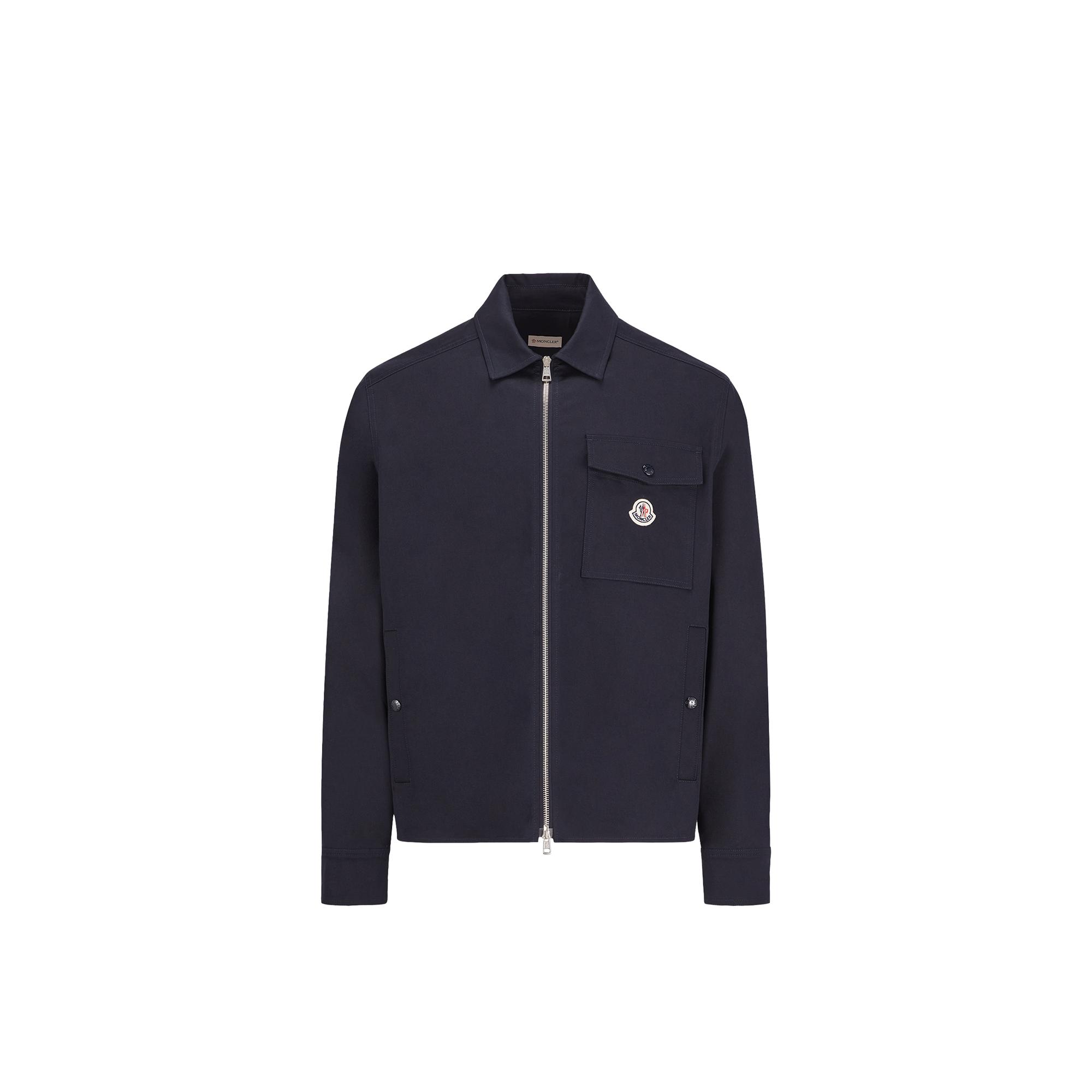 MONCLER Cotton Stretch Garbardine Zip-up Shirt Jacket In Navy Product Image