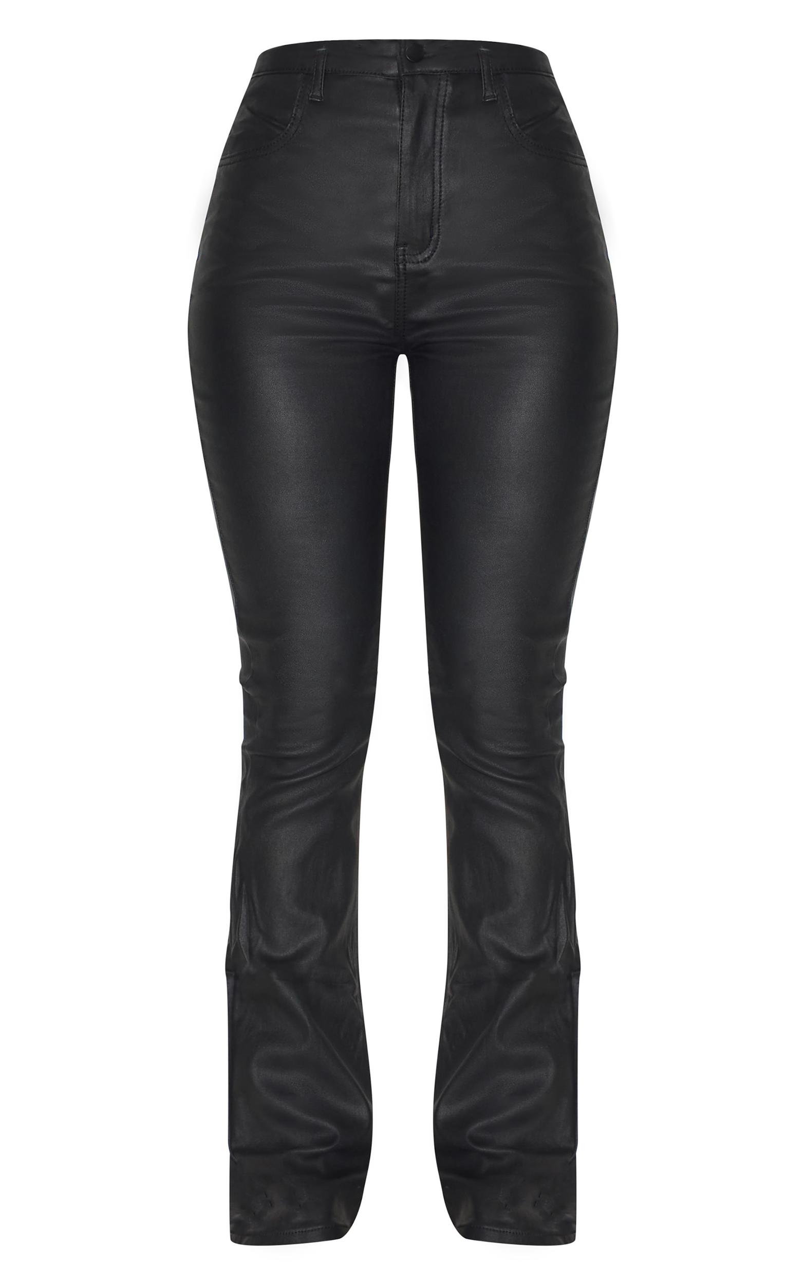 Black Coated Denim Flares Product Image
