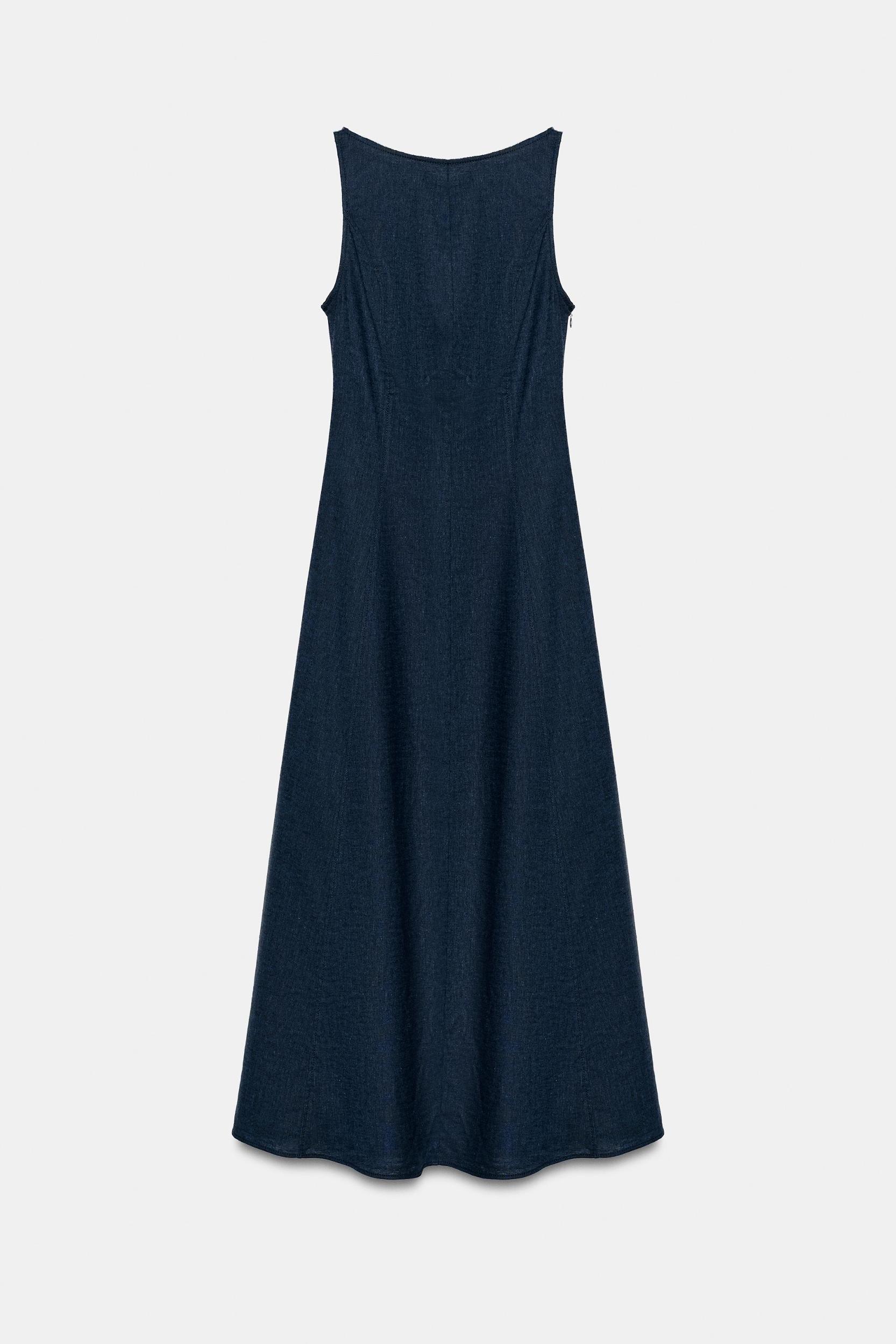 LINEN OPEN BACK MIDI DRESS Product Image