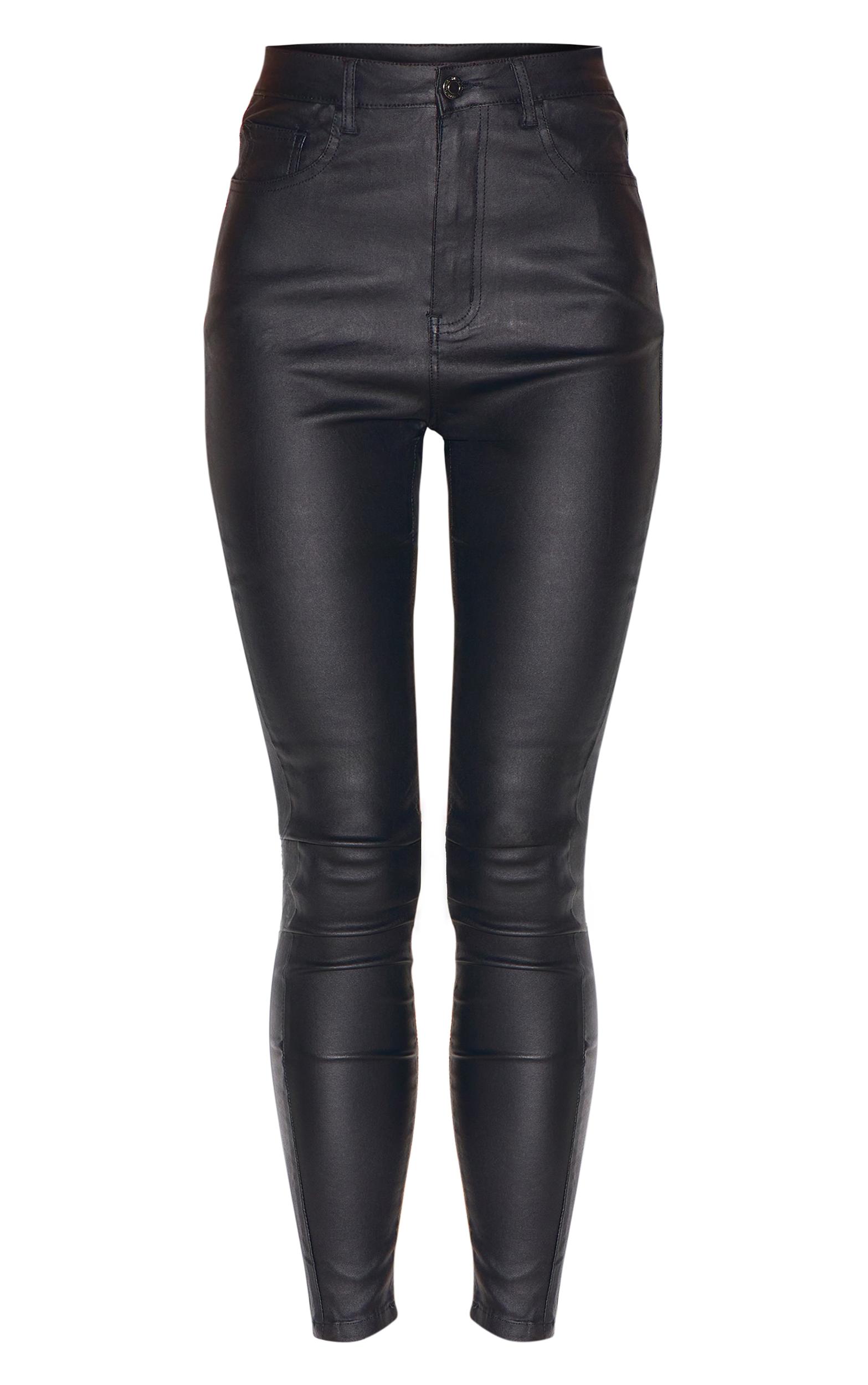 Black 5 Pocket Coated Skinny Jeans Product Image