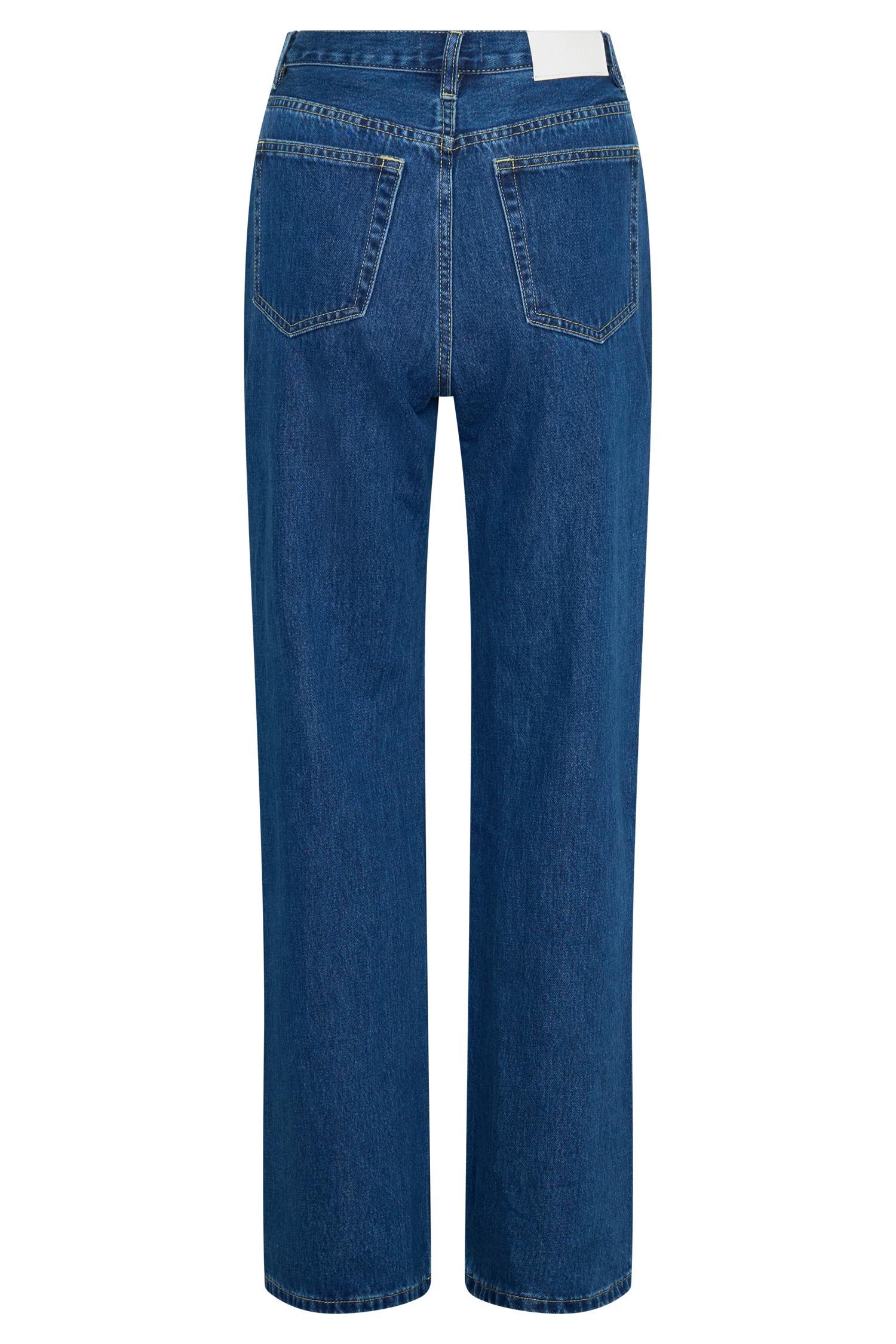Janine High Waisted Straight Leg Jeans - Dark Blue Product Image