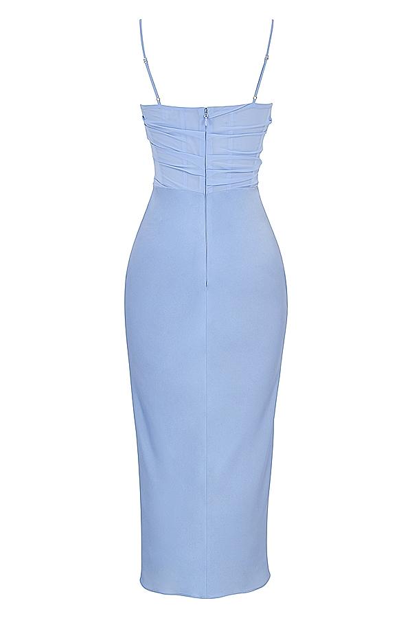 Teia  sky draped corset midi dress Product Image