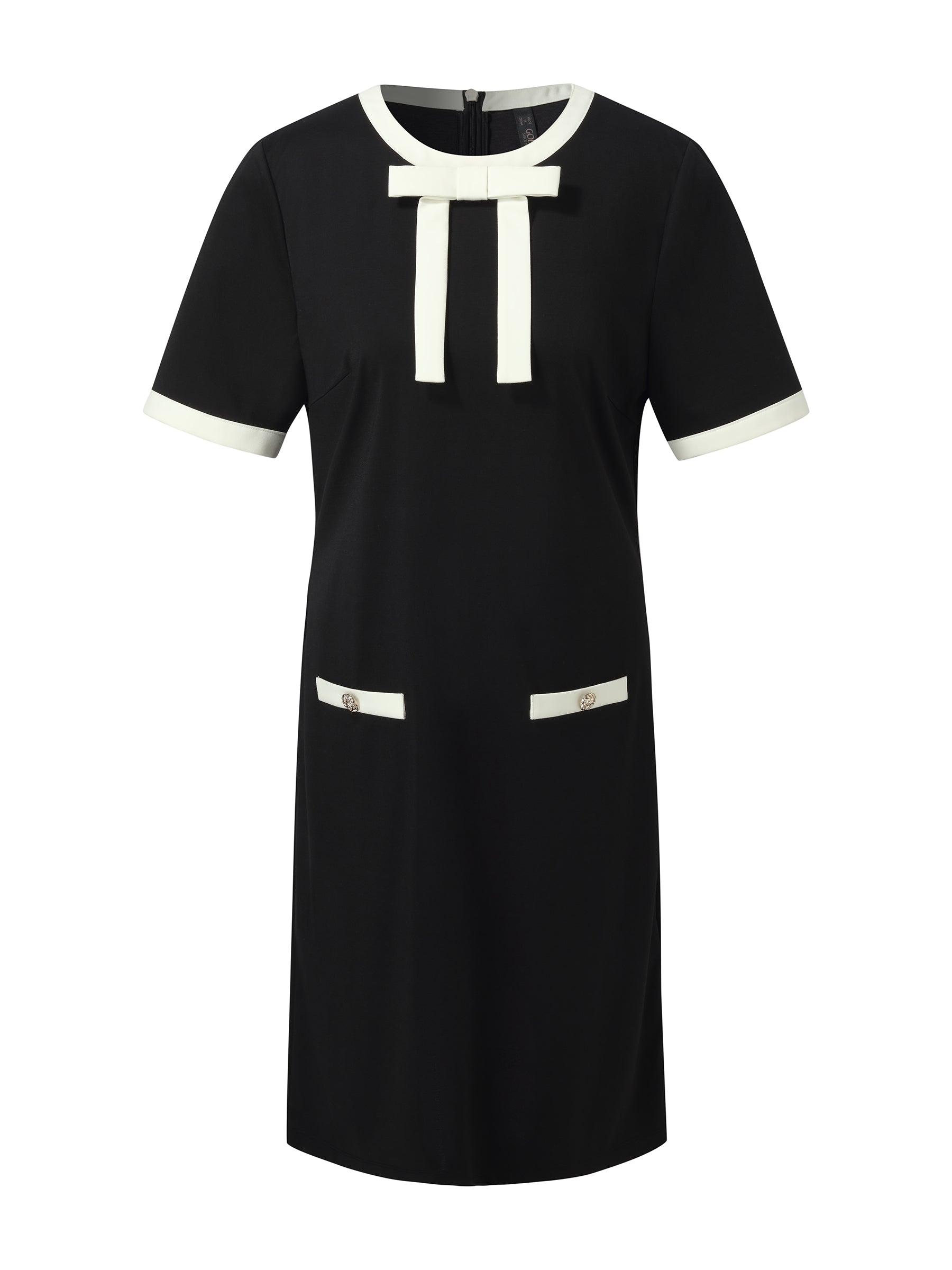 Tencel Blend Contrast Trim Women Knit Mini Dress Product Image