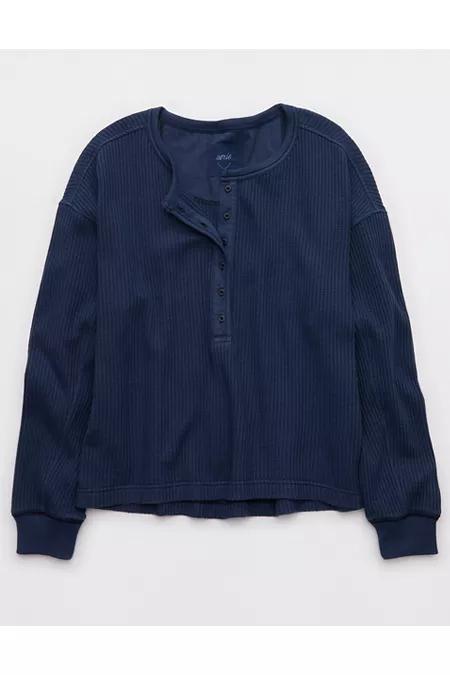 Aerie Waffle Henley Sweatshirt Women's Product Image
