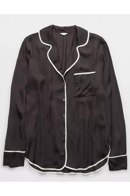 Aerie Off-Duty Satin Piping Shirt Women's Product Image