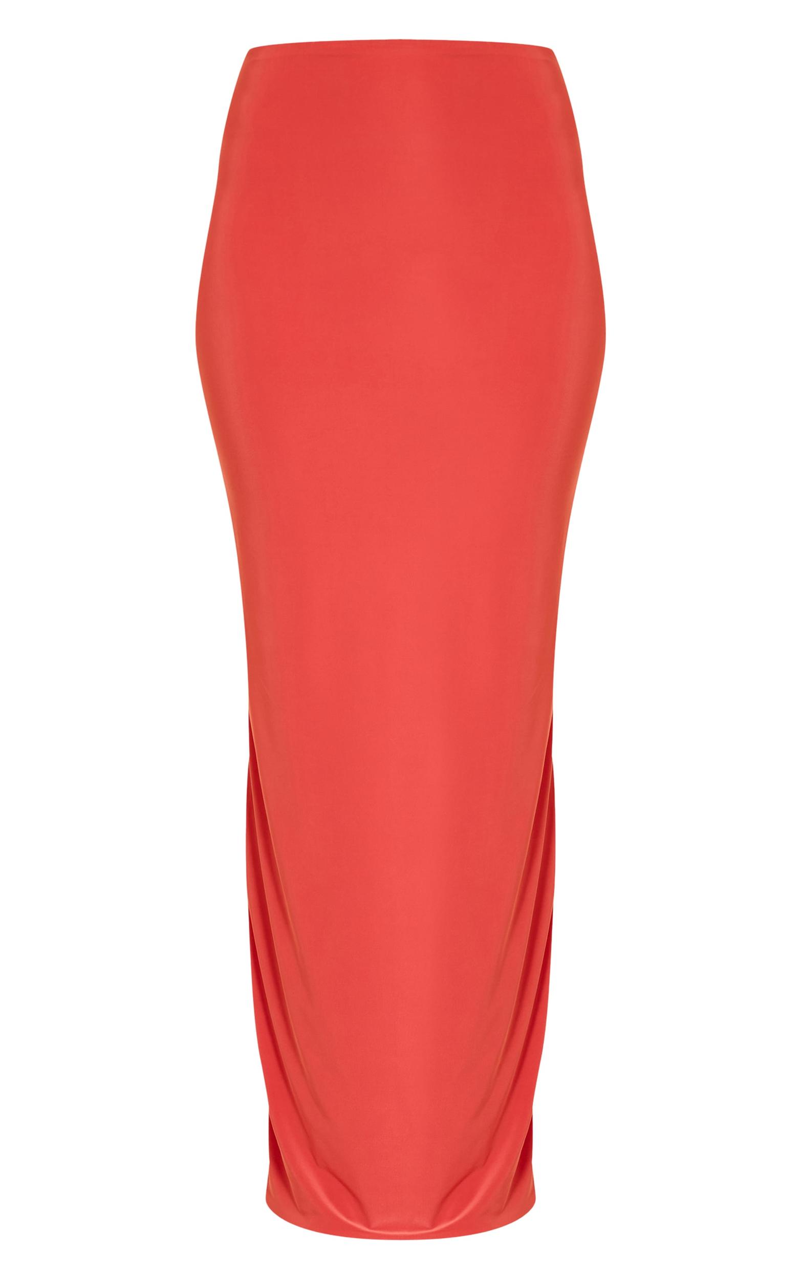 Orange Slinky Low Waist Maxi Skirt Product Image