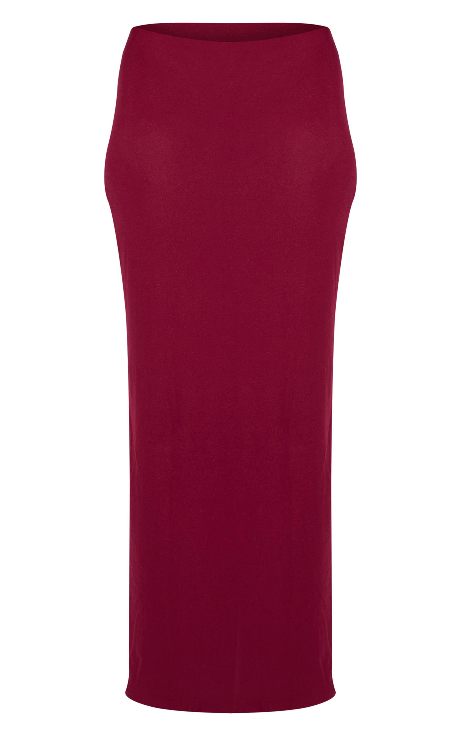 Burgundy Soft Touch Mid Rise Maxi Skirt Product Image