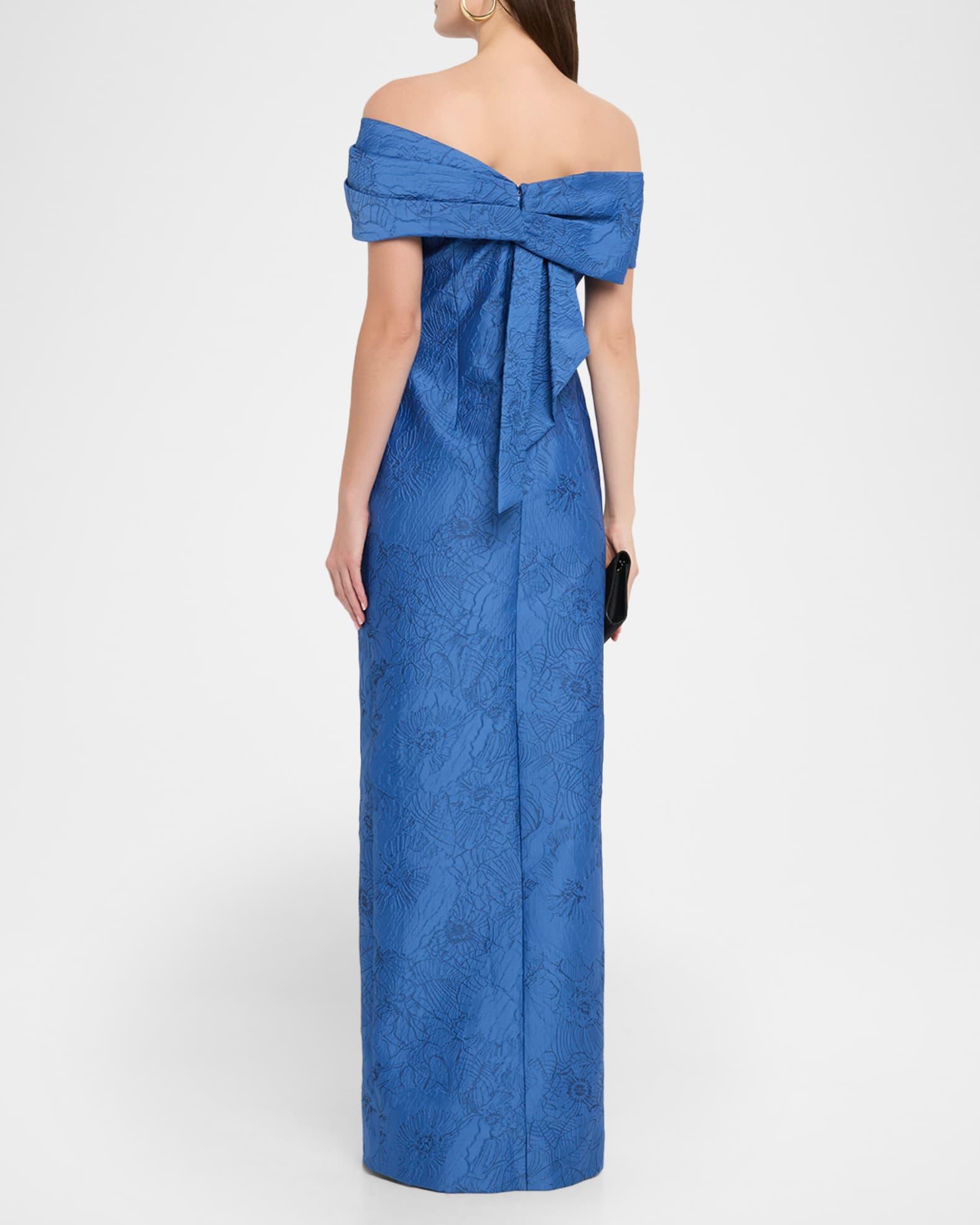 Off-Shoulder Jacquard Column Gown Product Image