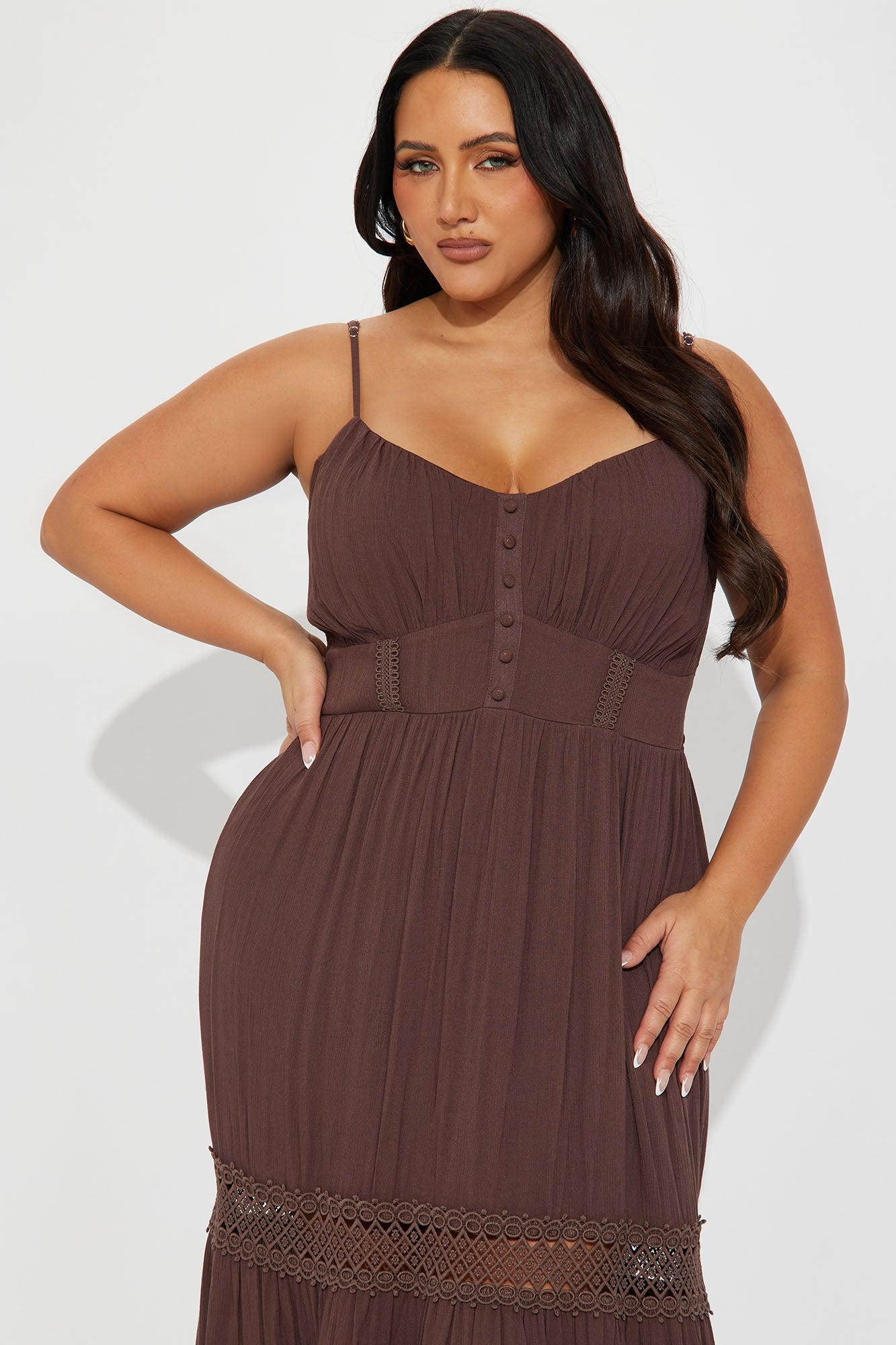 Sunny Days Tiered Midi Dress - Chocolate Product Image
