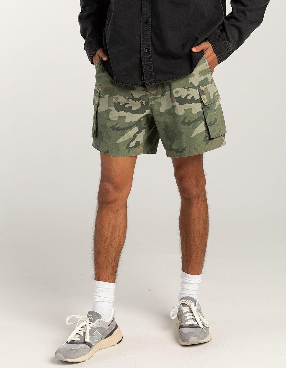 RSQ Mens Ripstop Cargo Pull On Shorts - CAMO GREEN Product Image