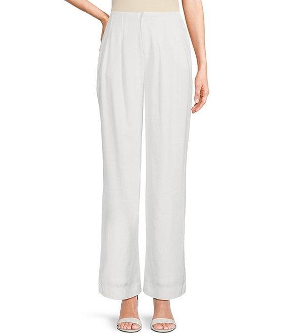 Takara Pleat-Front Wide-Leg Linen-Blend Coordinating Pants Product Image