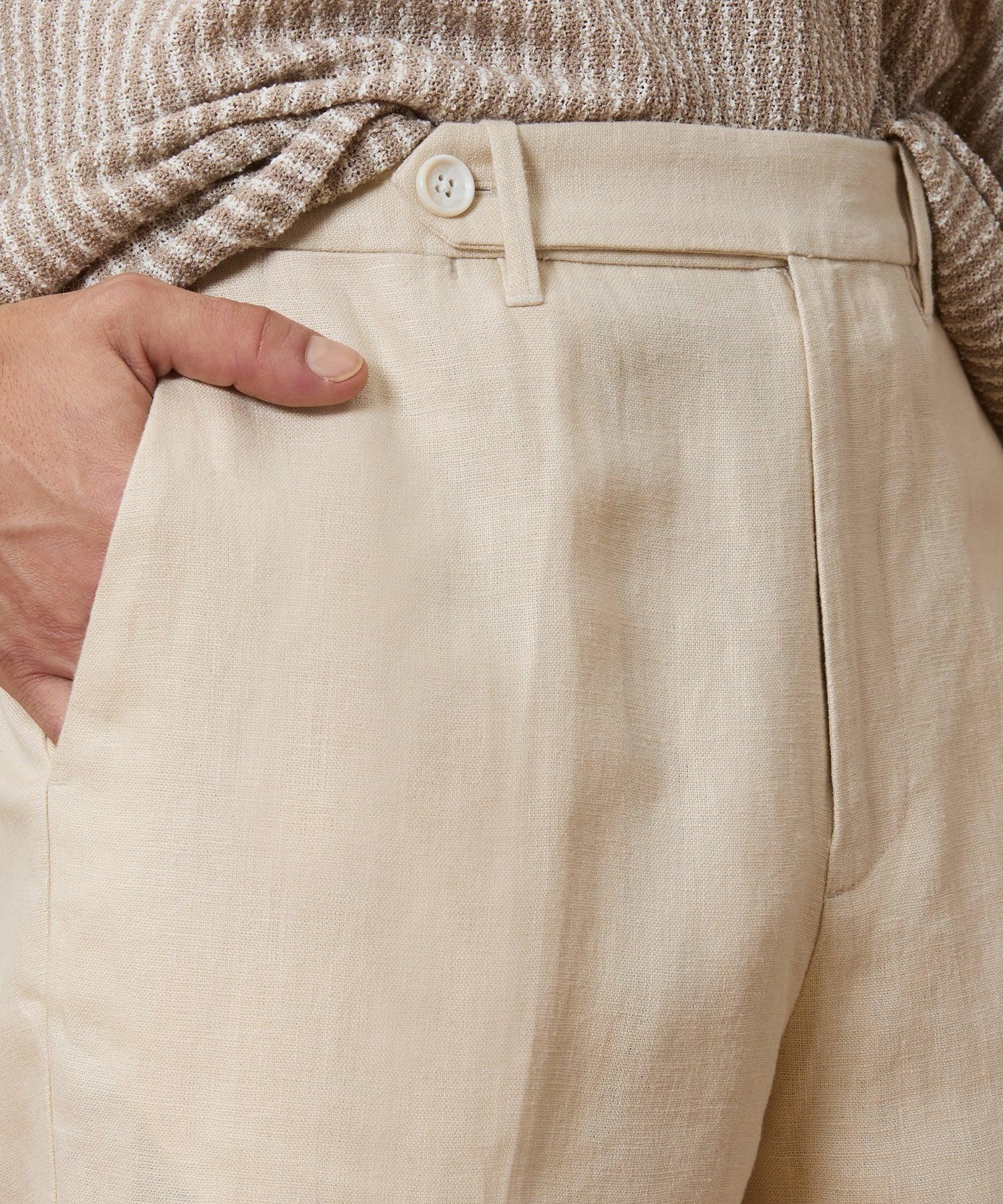 Straight Fit Linen Tab Trouser Product Image