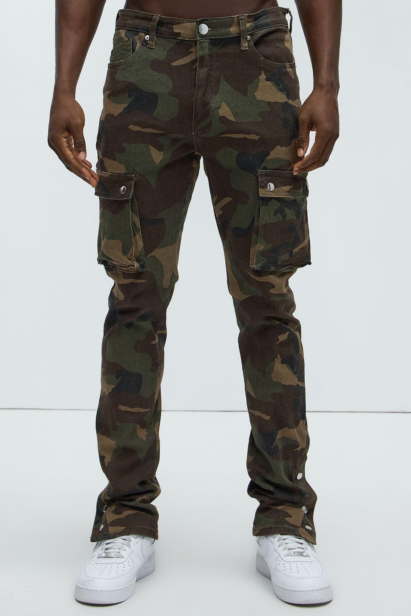Out These Streets Cargo Stacked Skinny Pants - Camouflage Product Image