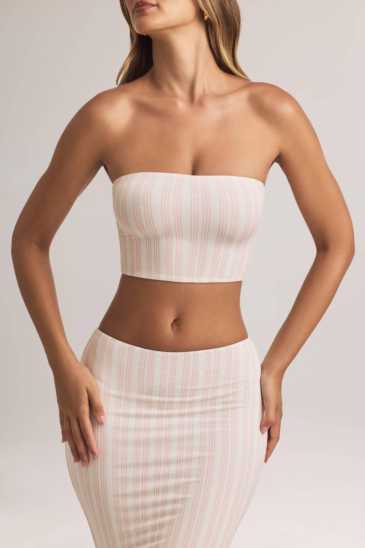 Modal Strapless Crop Top in Stripe Print Product Image