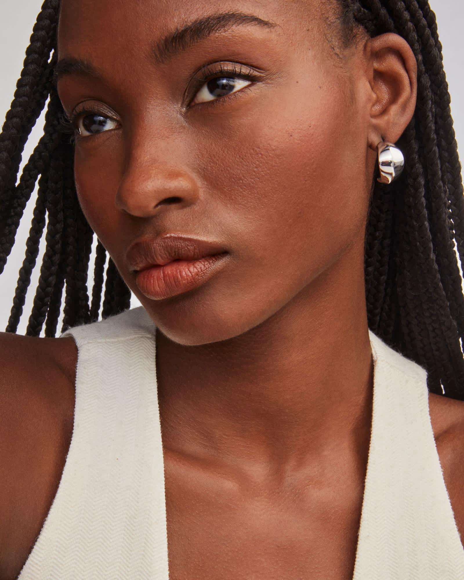 Krista Silver Metal Hoop Earrings Product Image