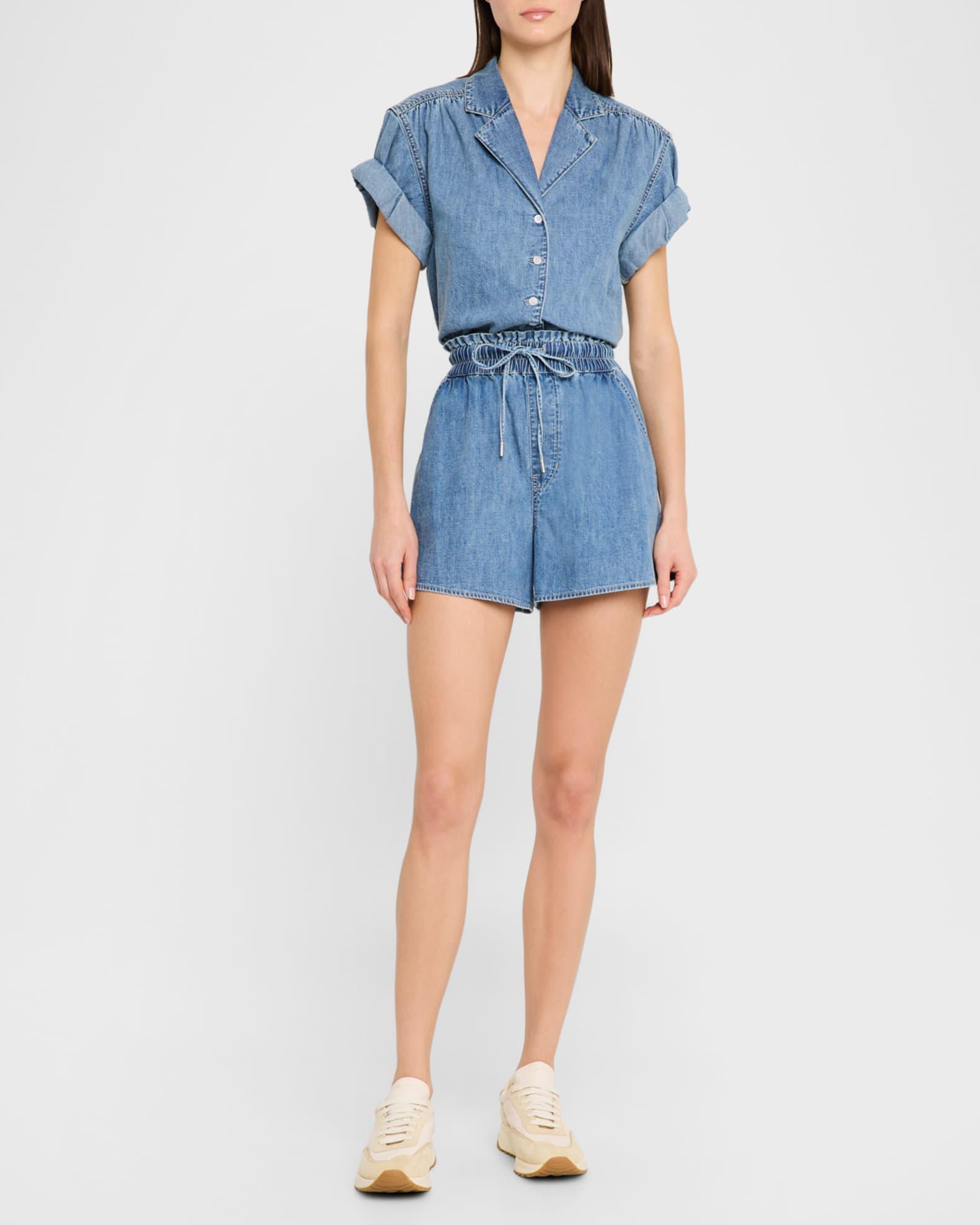 Ilene Denim Cuff-Sleeve Top  Product Image
