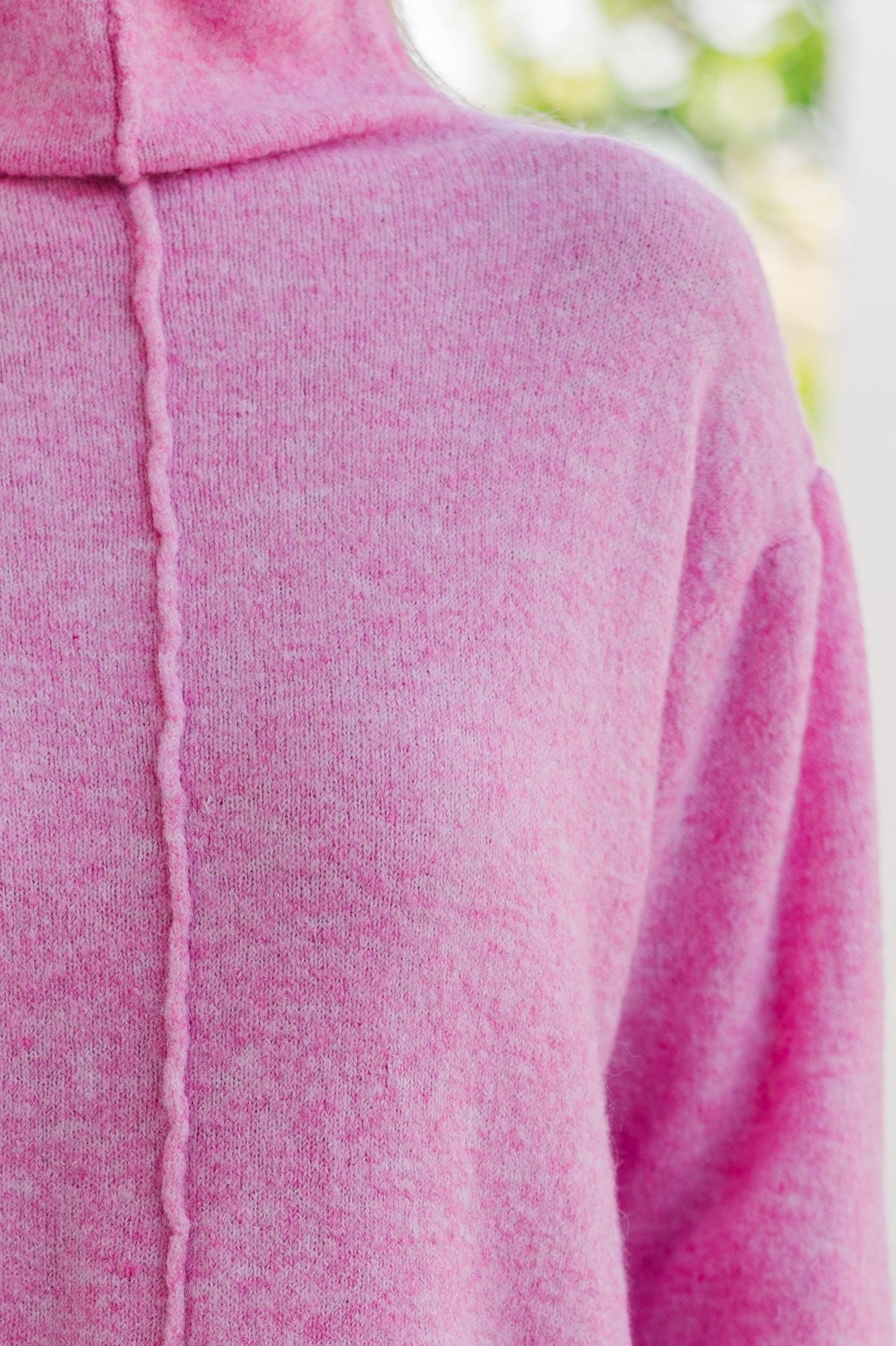 Hear It All Pink Mock Neck Sweater Female Product Image