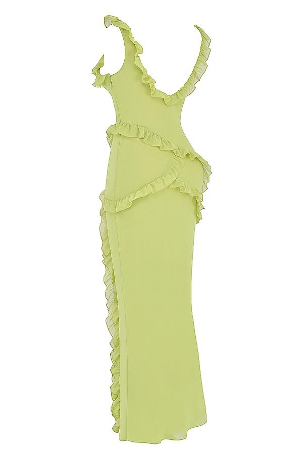 Pixie  lime ruffle maxi dress Product Image