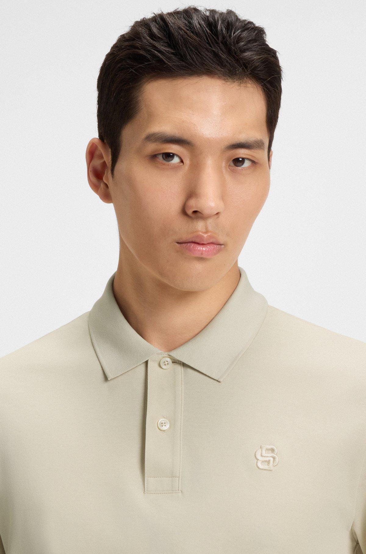 BOSS - Cotton-piqué polo shirt with Double B monogram - White Product Image