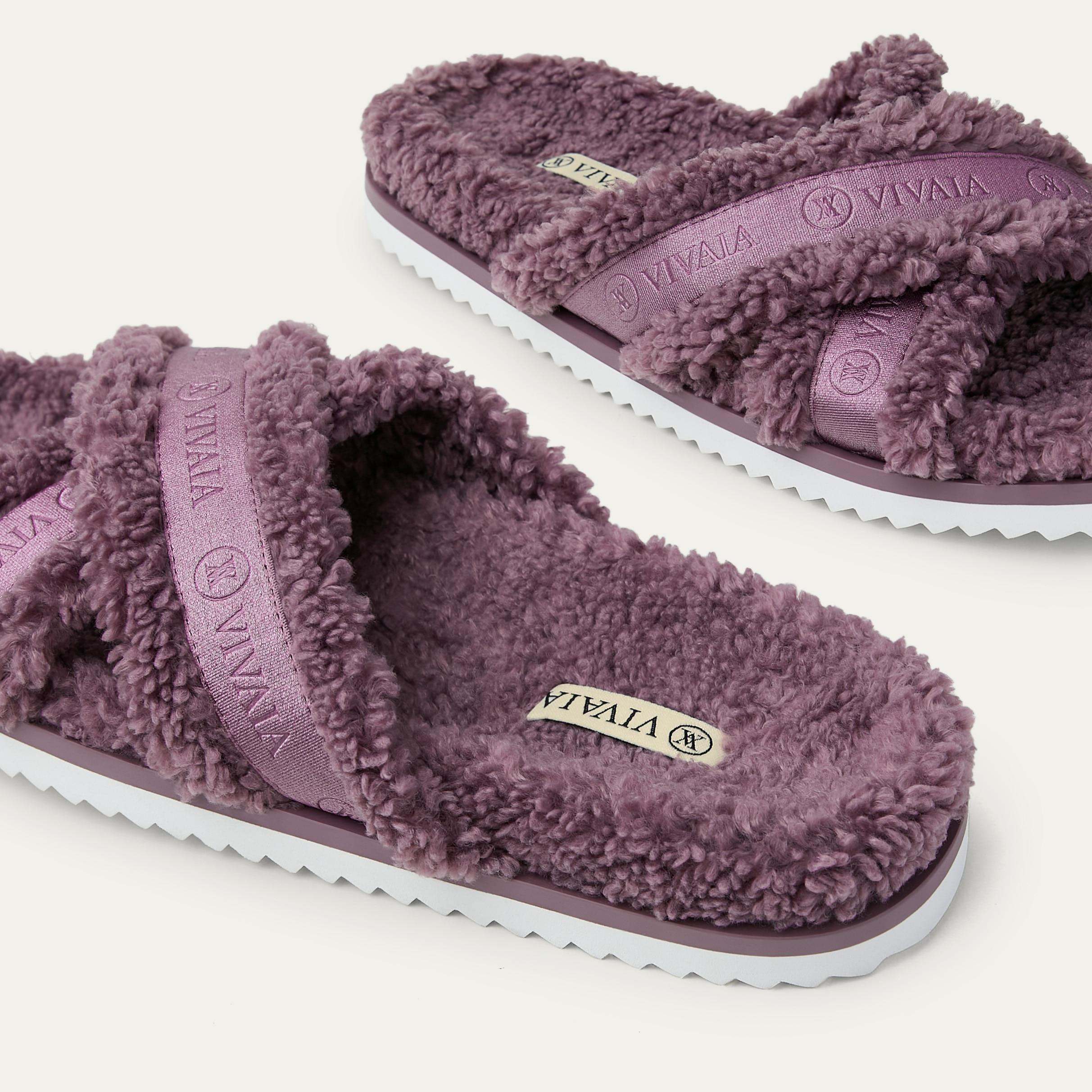 Furry Criss-Cross Strap Slippers (Hannah) Product Image