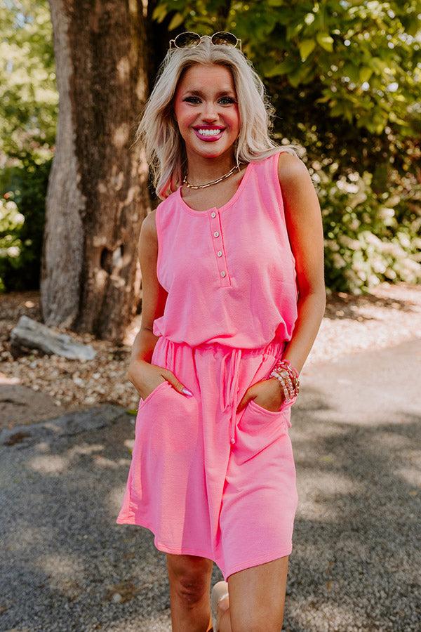 Ivy League Style Dress In Neon Pink Product Image