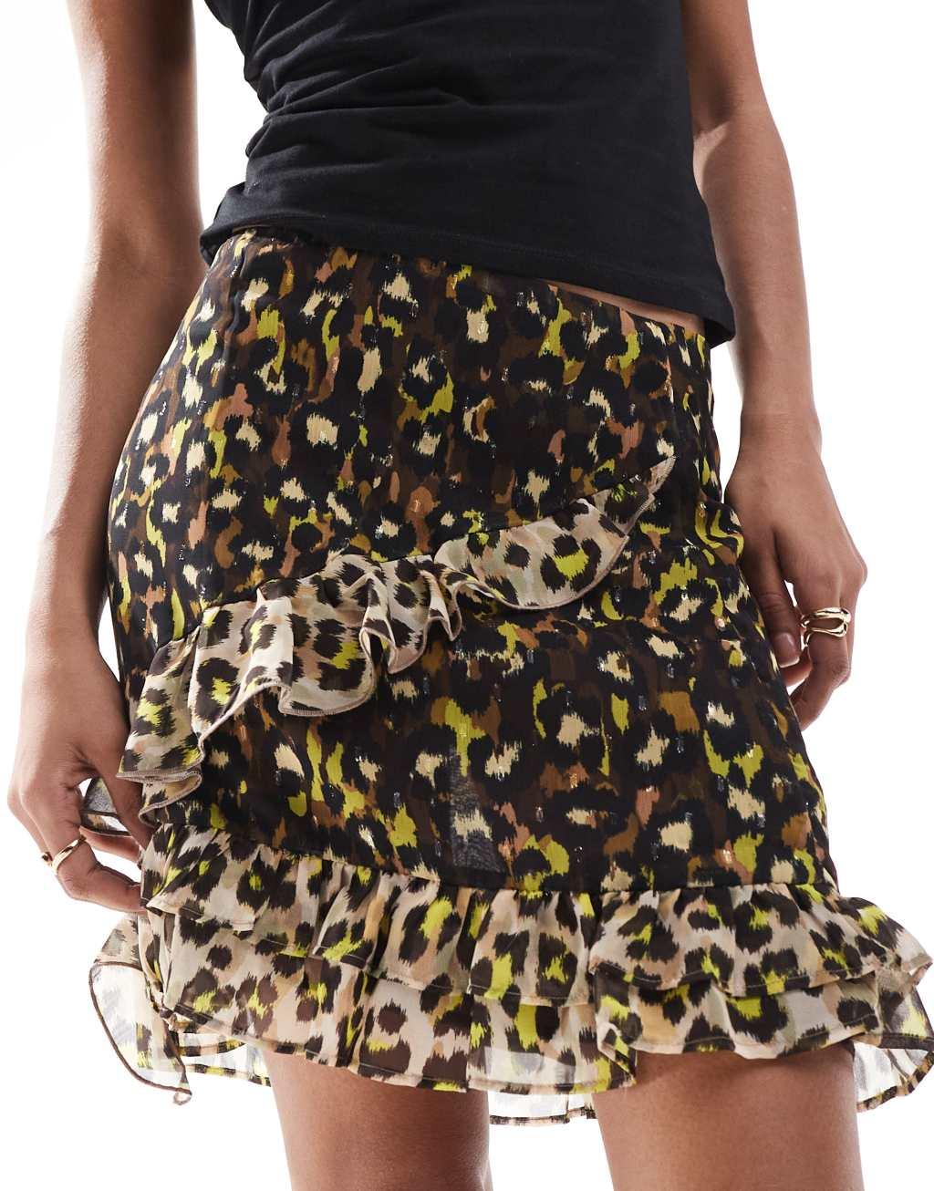 Scalpers jul print mini skirt in khaki   Product Image
